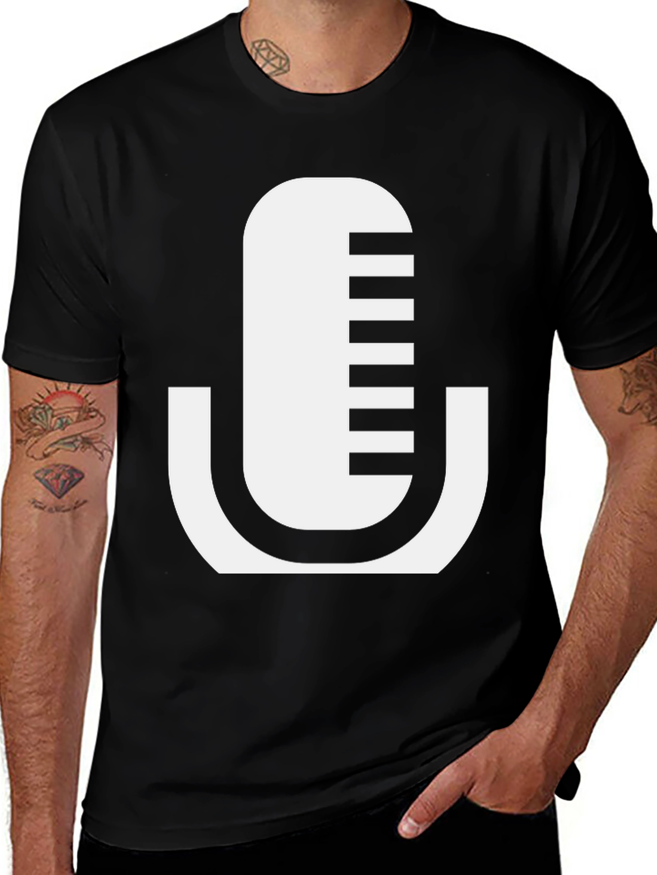 Variant 27 of Retro Microphone Graphic Tee - Classic Style