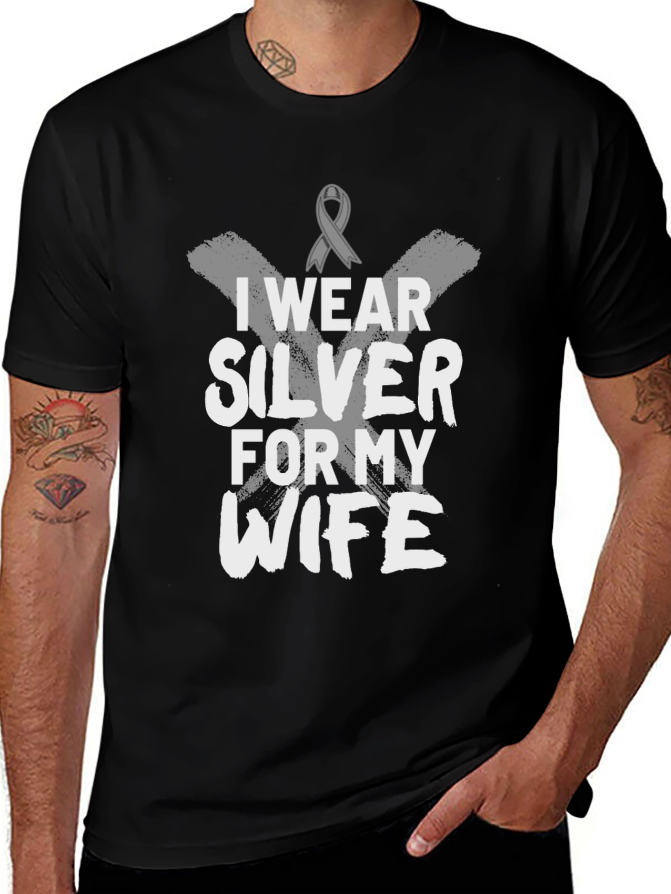 I Wear Silver For My Wife Awareness T-Shirt