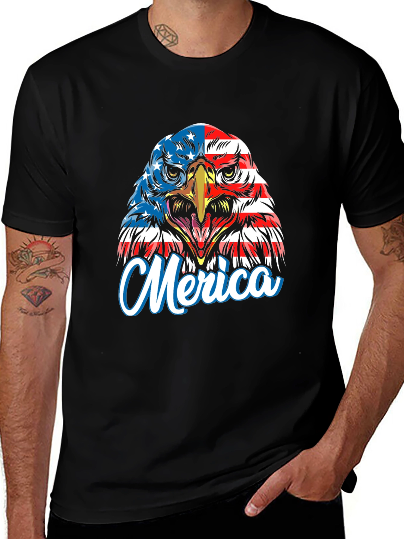 Variant 4 of Patriotic Eagle 'Merica' T-Shirt - Black