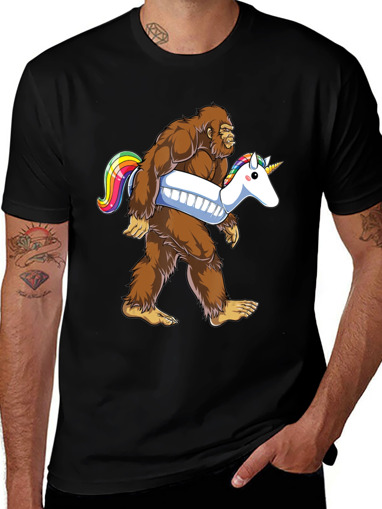 Variant 29 of Bigfoot Unicorn Pool Float T-Shirt