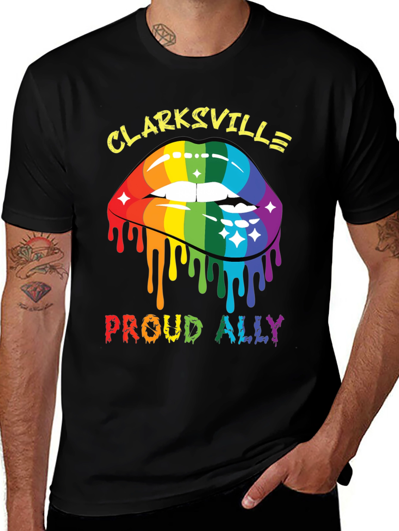Clarksville Proud Ally Rainbow Lips Graphic T-Shirt