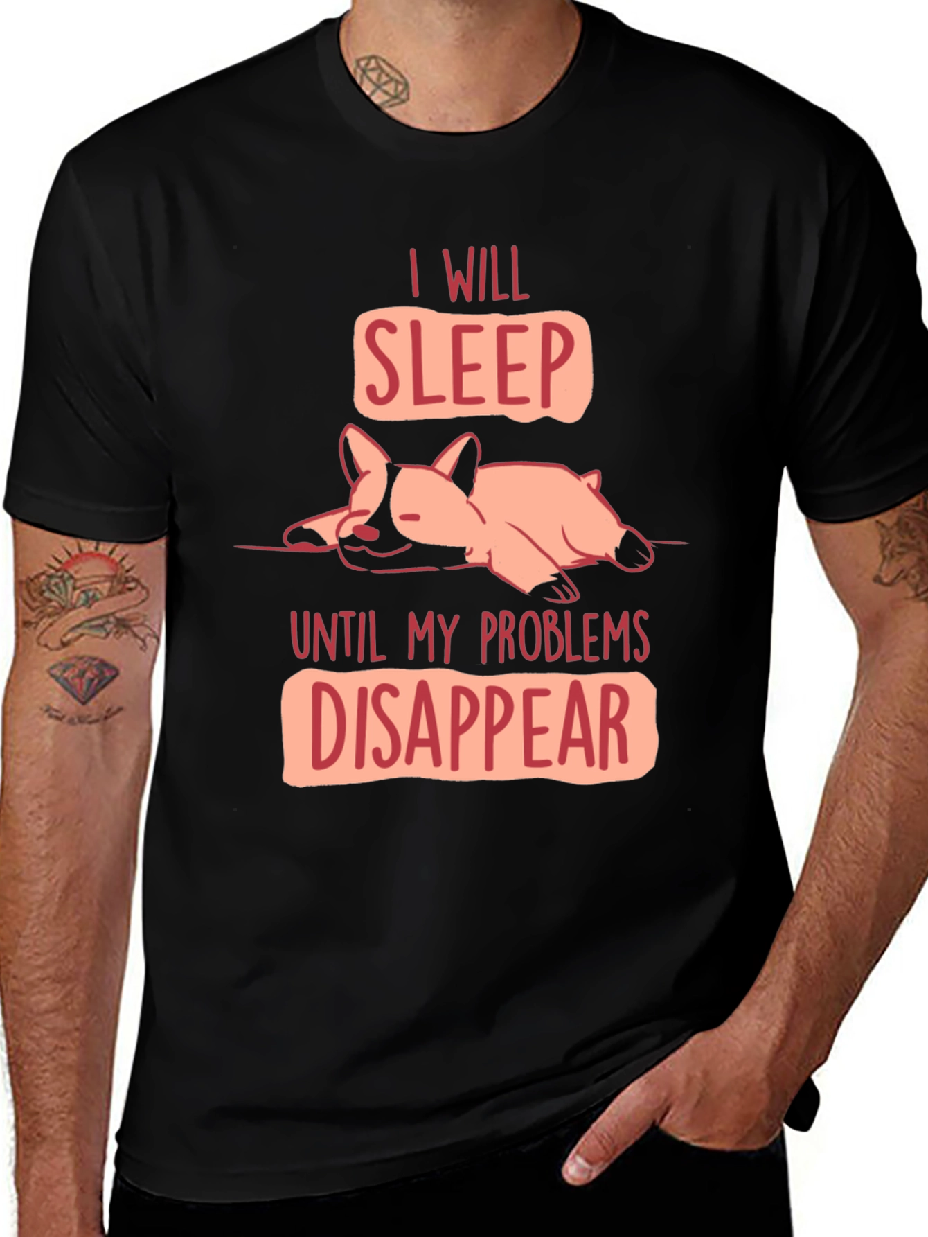 Variant 16 of Funny Dog Sleep T-Shirt - Problems Disappear Tee