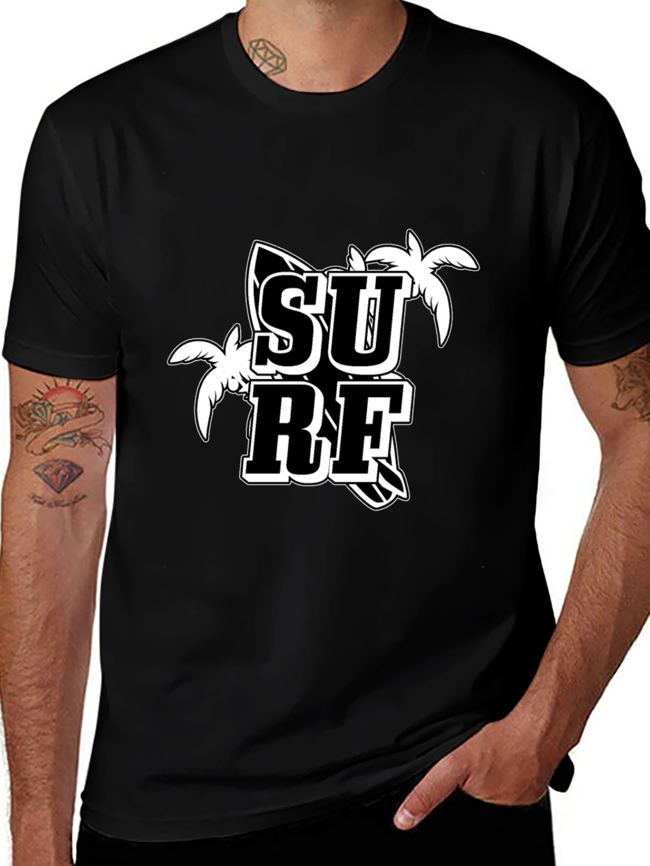 Variant 10 of Surf Graphic Tee - Black Short Sleeve T-Shirt