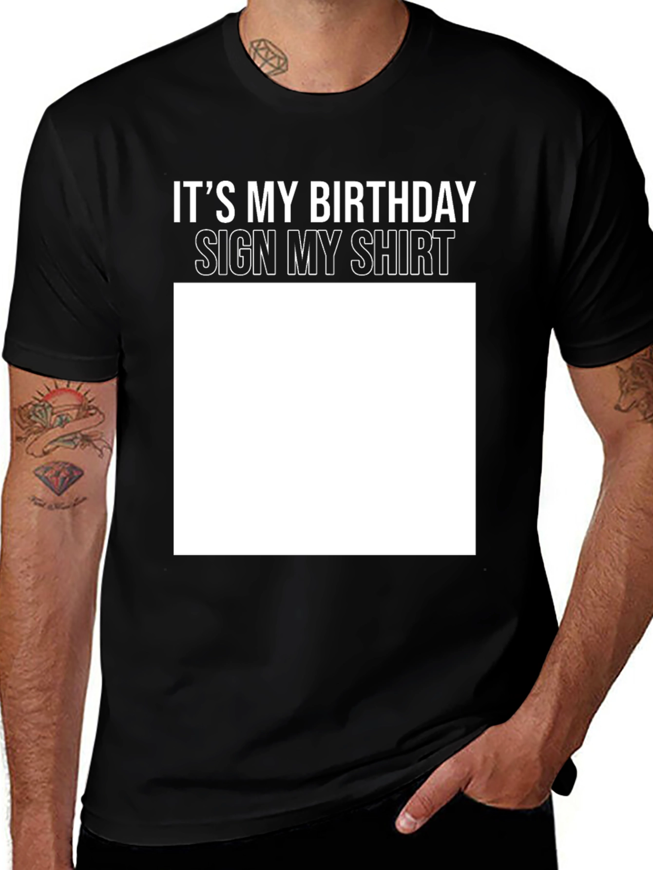 Variant 7 of Birthday Sign My Shirt Black T-Shirt