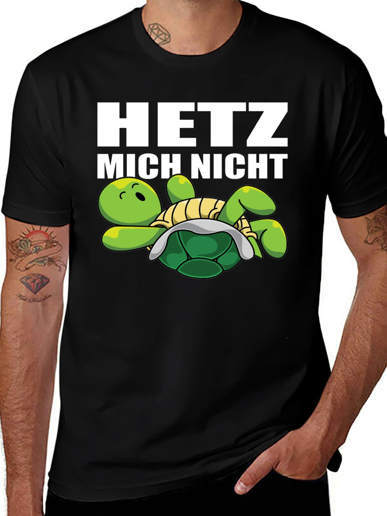 Variant 6 of Hetz Mich Nicht Turtle Graphic Tee - Black