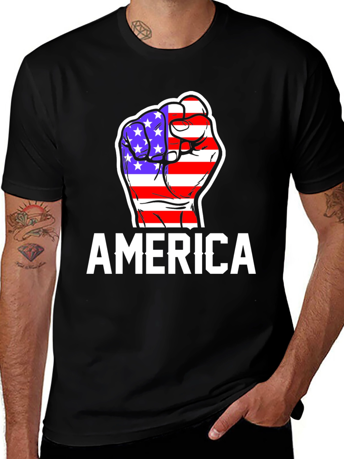 Variant 10 of America Fist T-Shirt Patriotic USA Flag Design