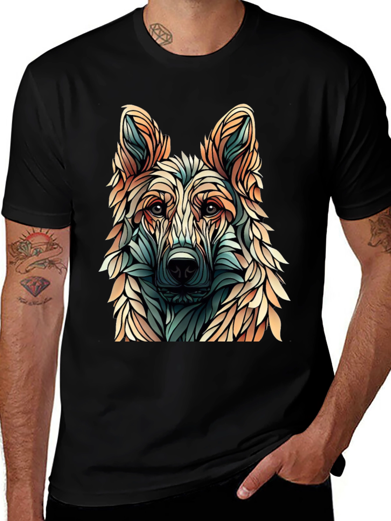 Variant 19 of Abstract Dog Graphic T-Shirt - Stylish Canine Design