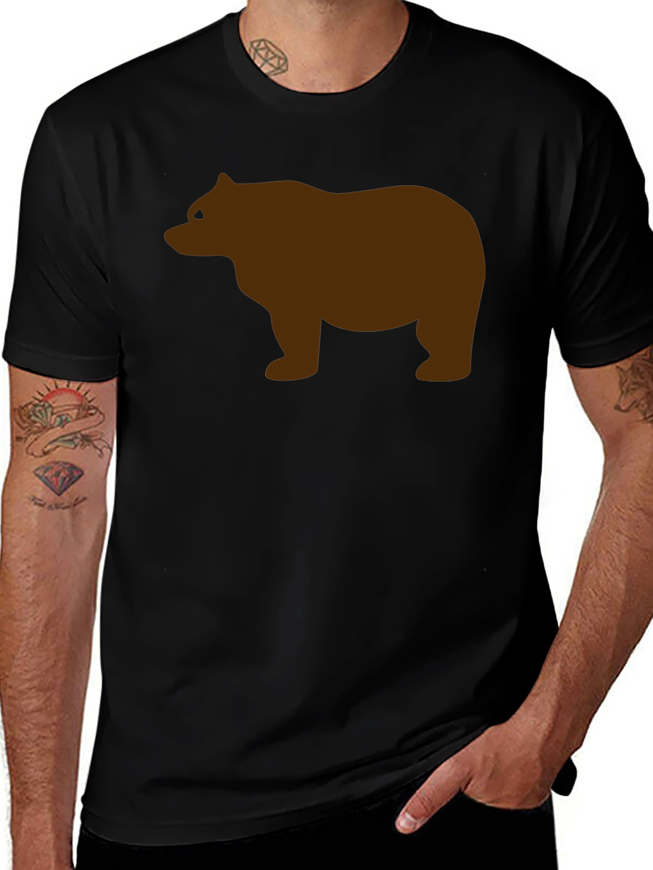 Variant 7 of Men's Black Bear Graphic Tee - Casual Style