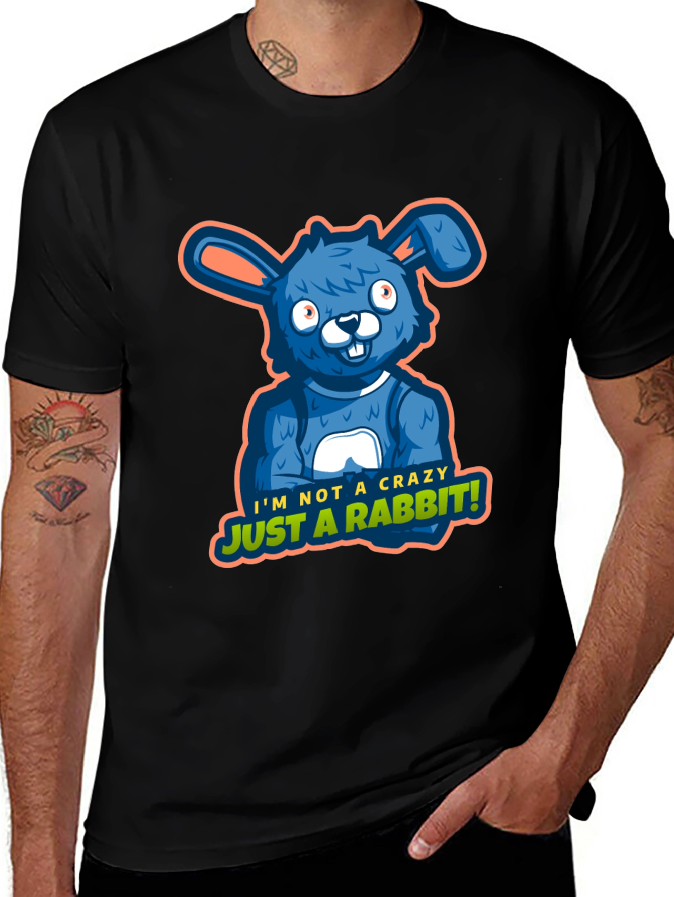 Variant 23 of Crazy Rabbit Graphic Tee - Funny Animal Print