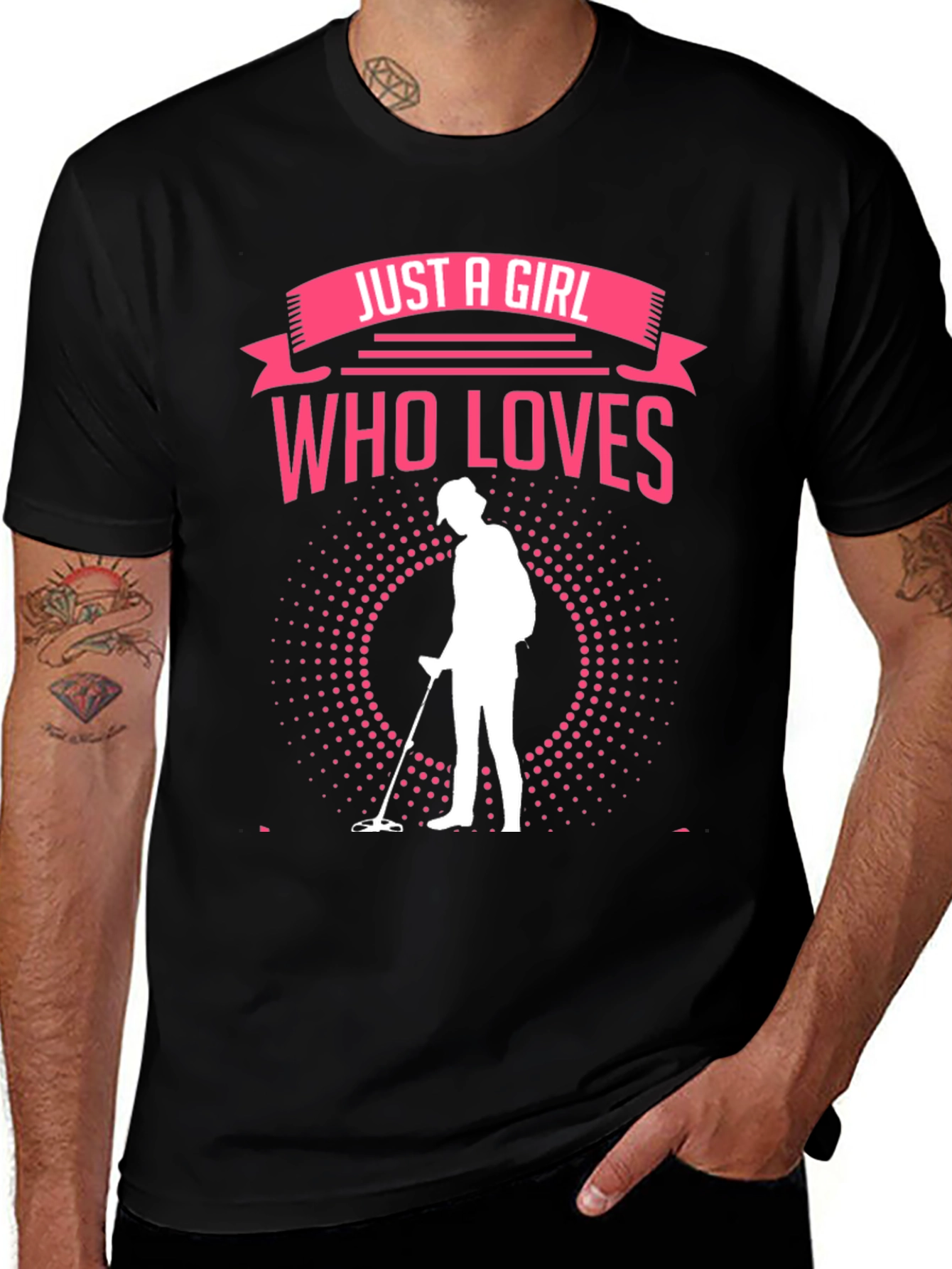 Variant 14 of Girl Who Loves Metal Detecting Black T-Shirt
