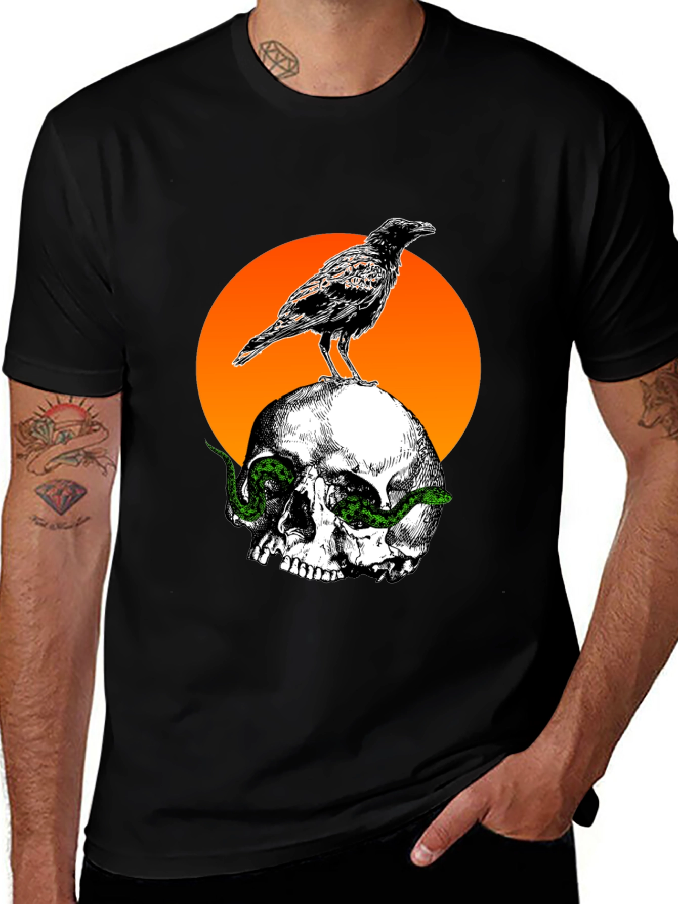 Variant 9 of Raven Skull Graphic Tee - Unisex Black T-Shirt