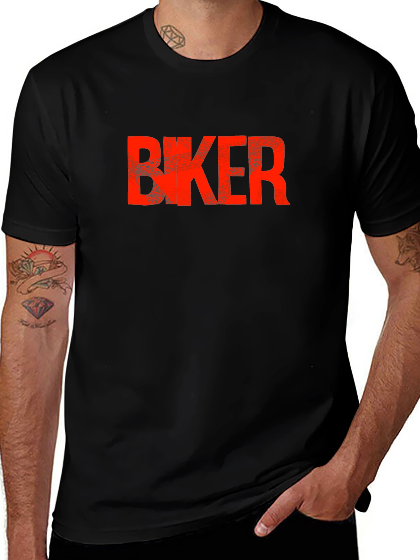 Variant 20 of Biker Graphic T-Shirt - Bold Red Print on Black