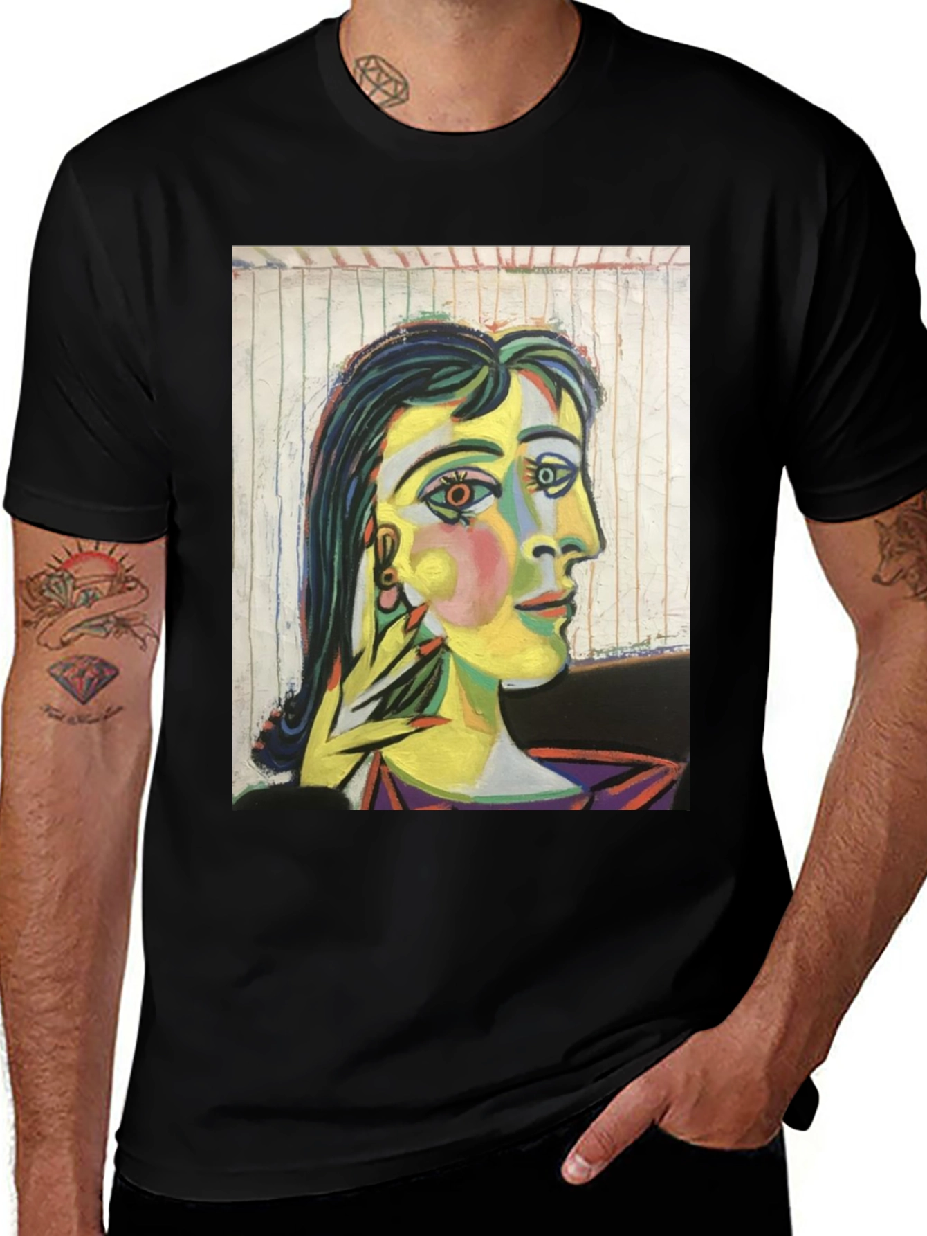 Variant 25 of Abstract Art Graphic Tee - Picasso Style Portrait