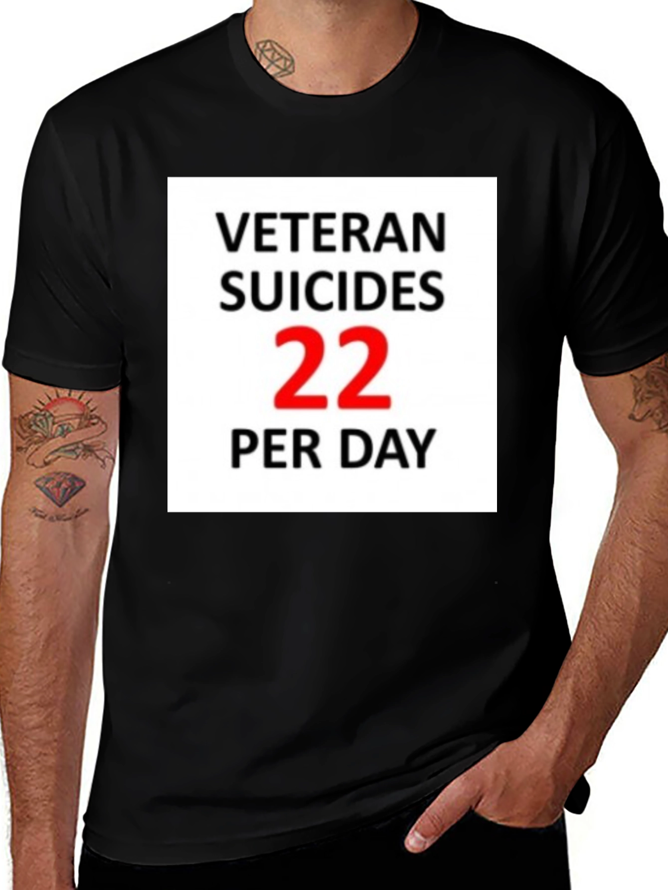 Variant 28 of Veteran Suicide Awareness Black T-Shirt