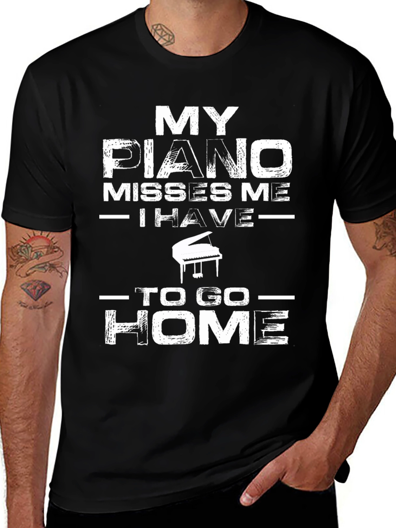 Variant 12 of My Piano Misses Me T-Shirt | Musician Gift