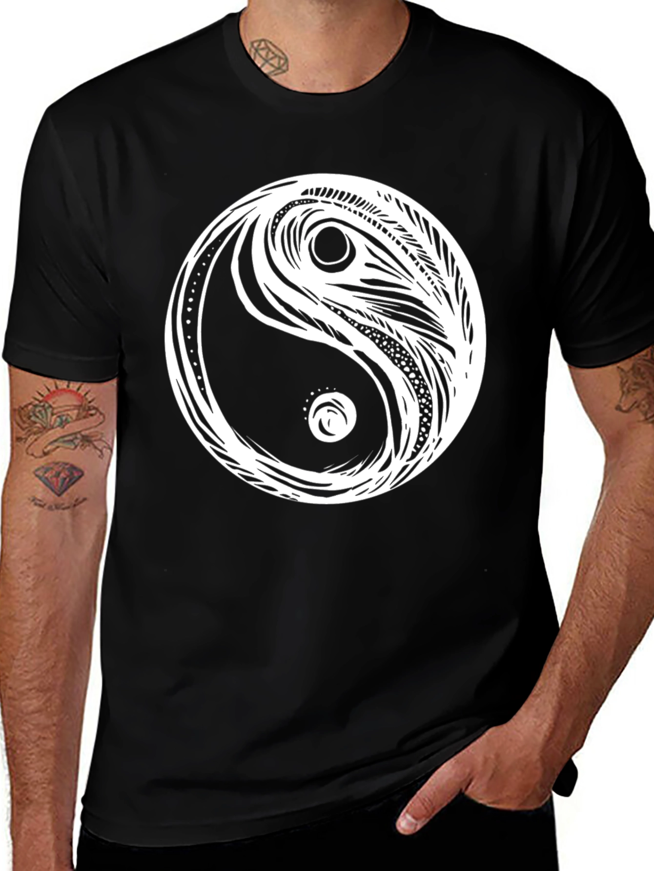 Variant 18 of Yin Yang Graphic Tee - Classic Black Cotton T-Shirt