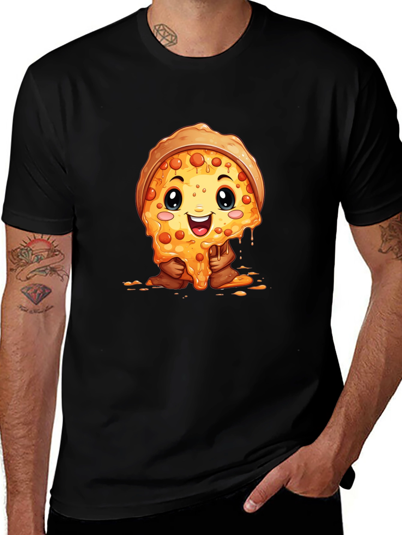 Variant 25 of Cartoon Pizza Graphic Tee - Fun & Unique Design