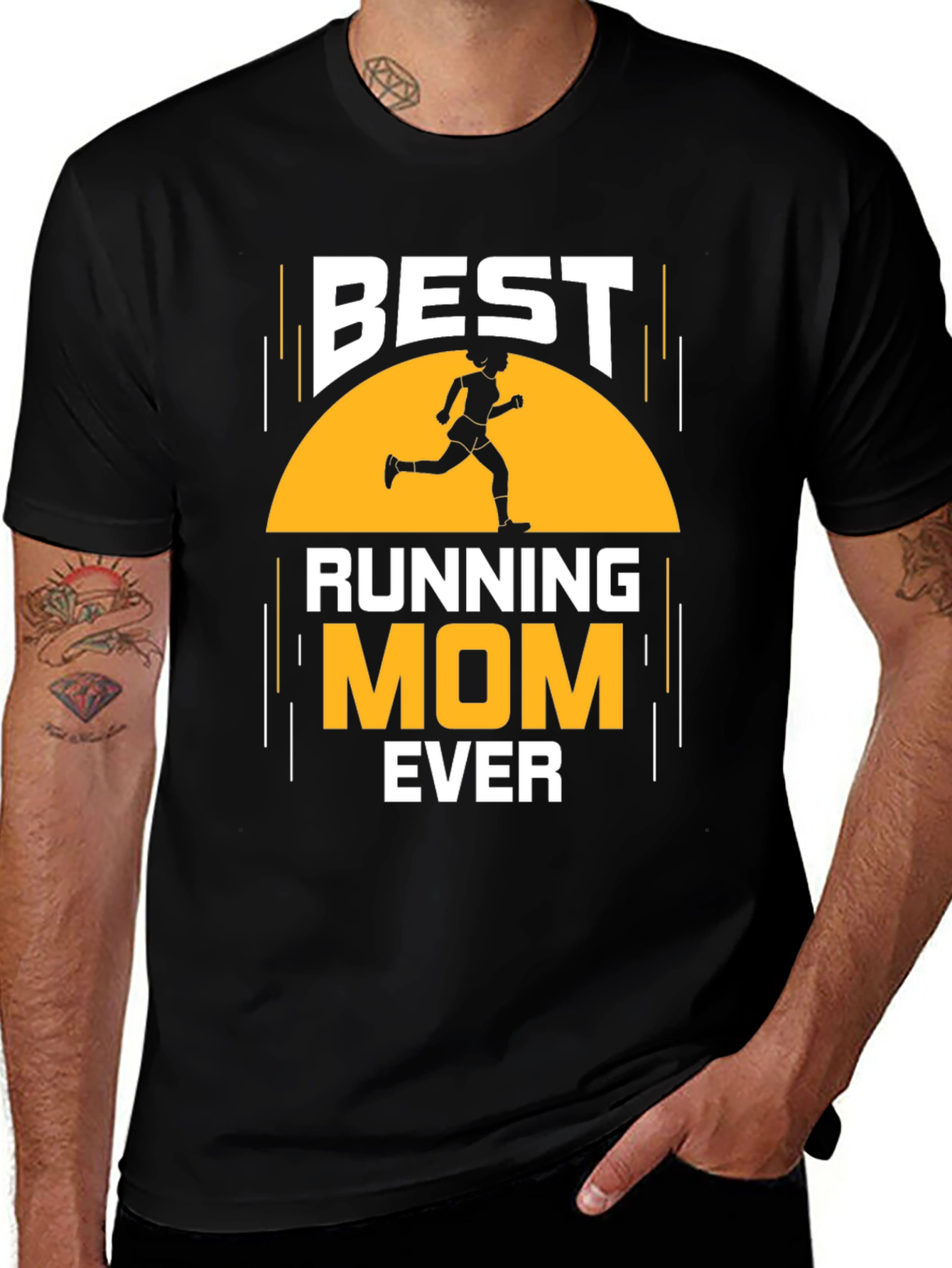 Variant 10 of Best Running Mom Ever Black Graphic T-Shirt