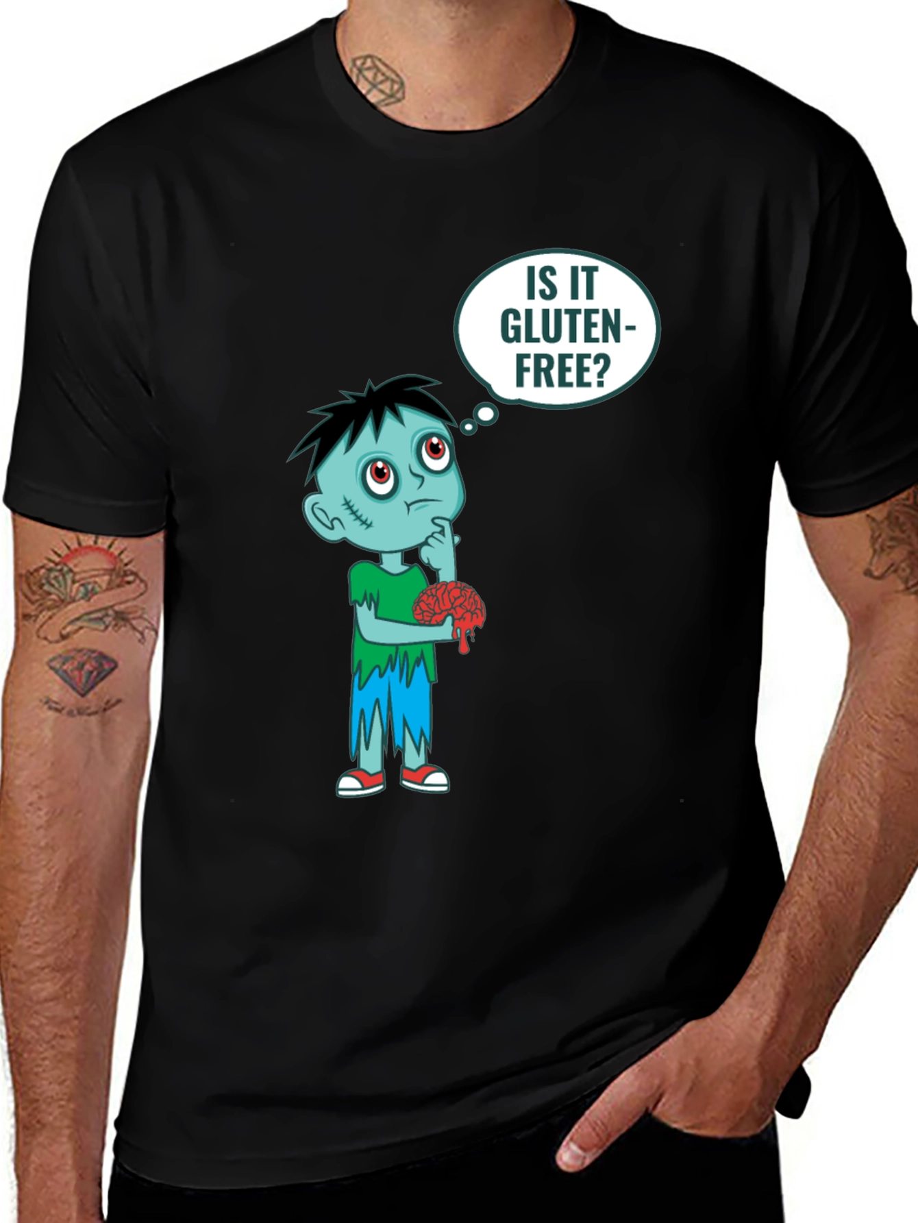 Variant 17 of Zombie Gluten-Free Brain T-Shirt