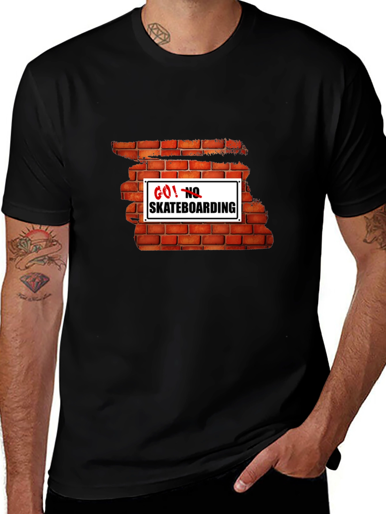 Variant 16 of Go! No Skateboarding Brick Wall Graphic Tee