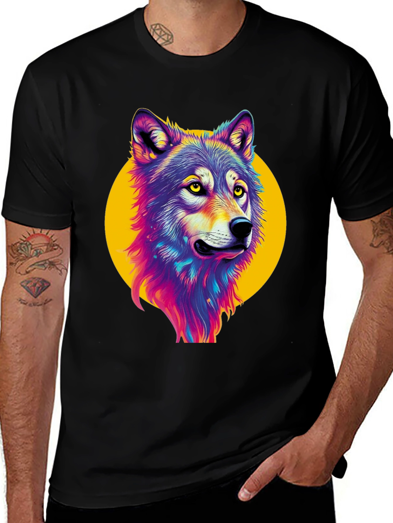 Variant 10 of Wolf Graphic Tee - Vibrant Animal Print