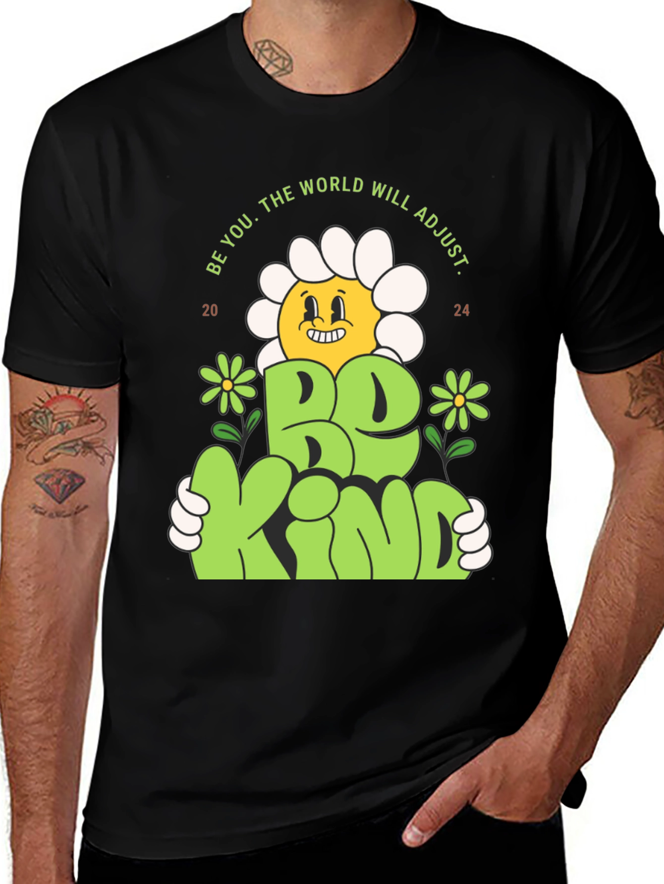 Variant 26 of Be Kind T-Shirt - Flower Graphic Tee