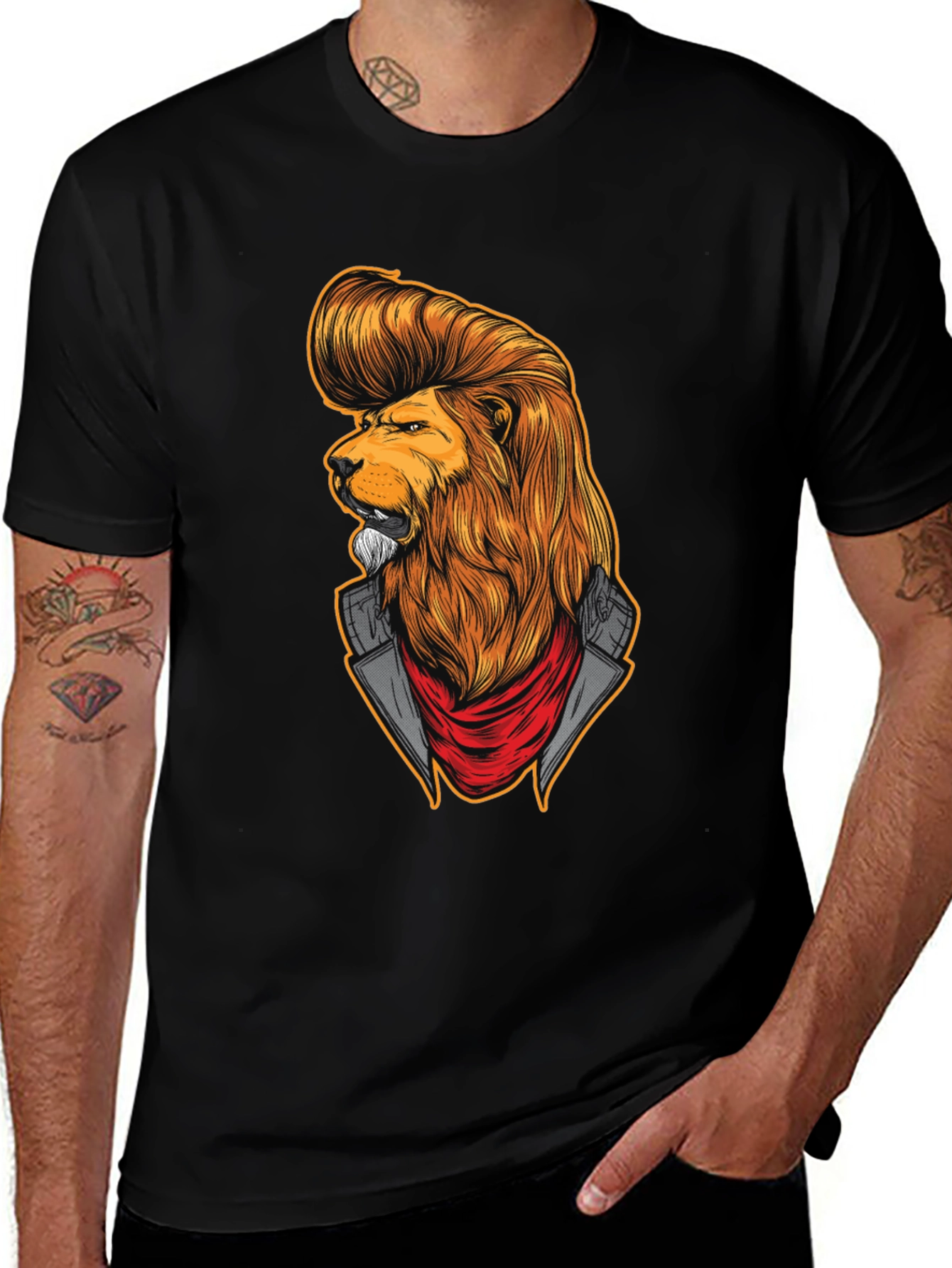 Variant 12 of Lion Rockabilly T-Shirt - Cool Graphic Tee