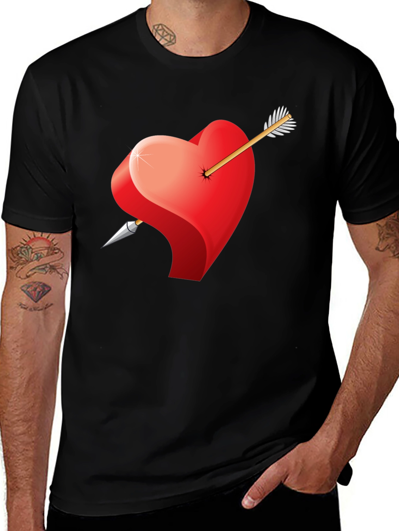 Heart & Arrow Graphic Black Tee