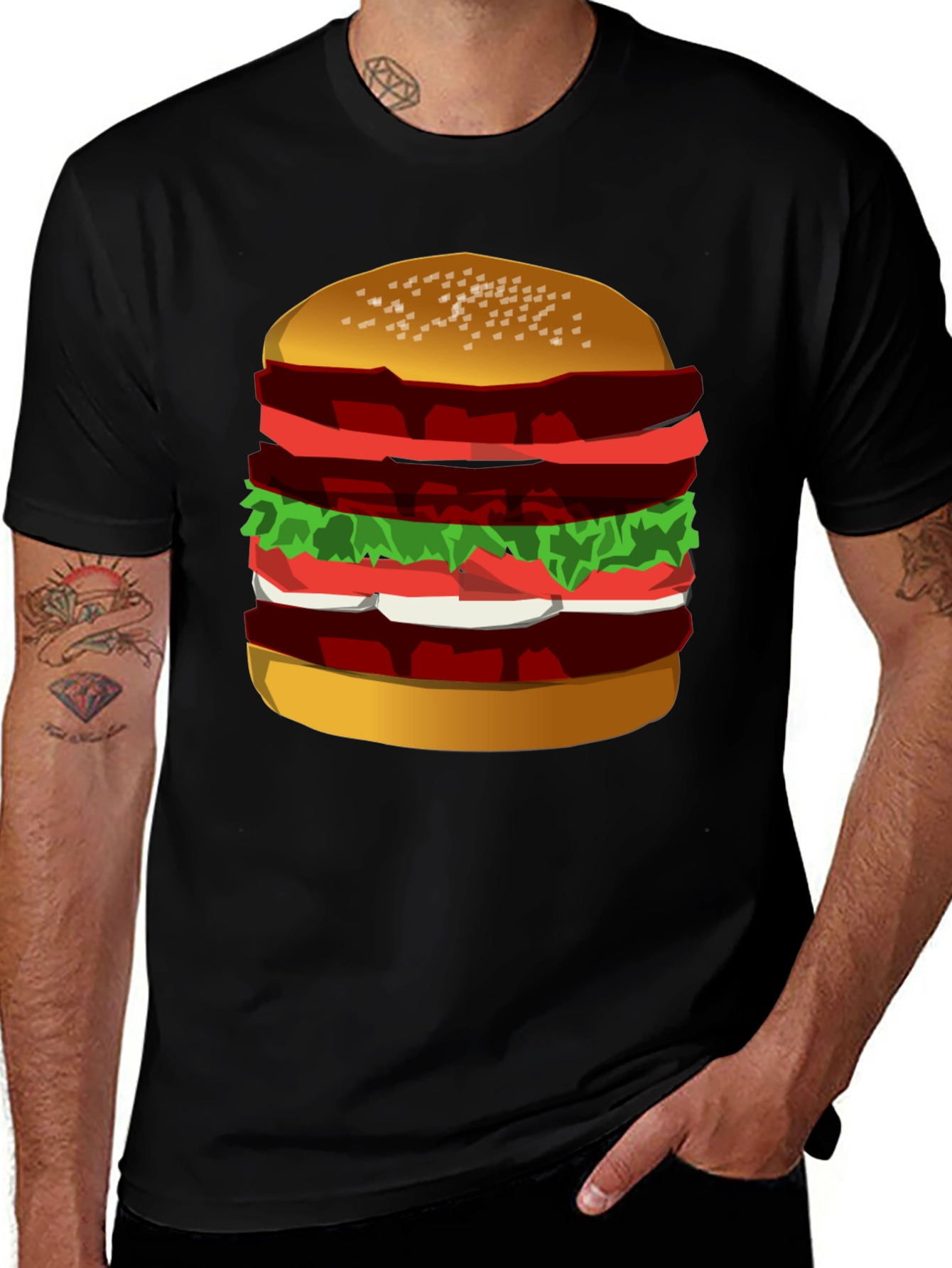 Variant 14 of Burger Graphic Tee - Black T-Shirt