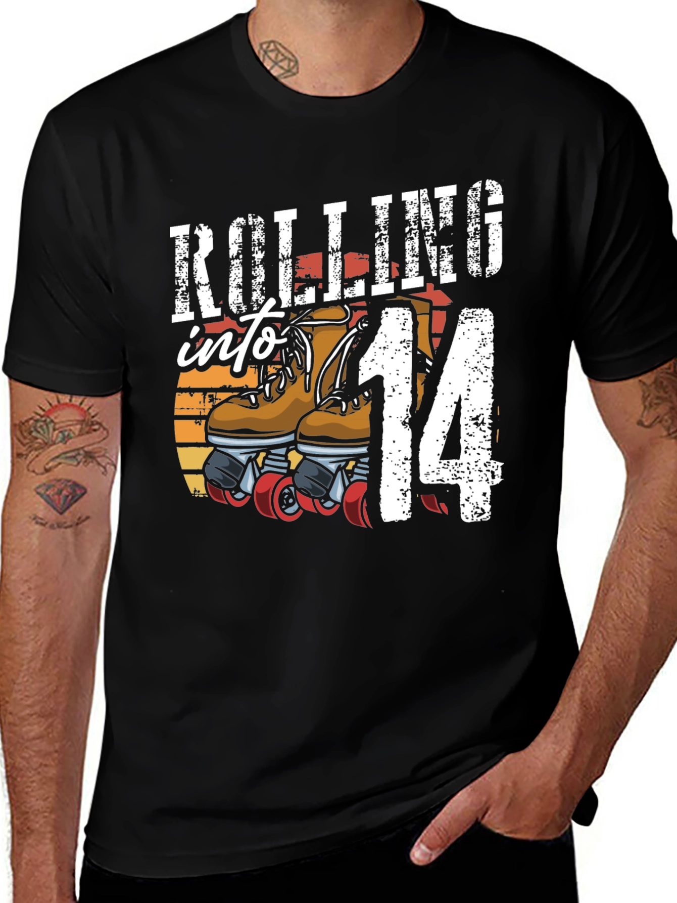 Variant 23 of Rolling Into 14 T-Shirt - Roller Skate Birthday Tee