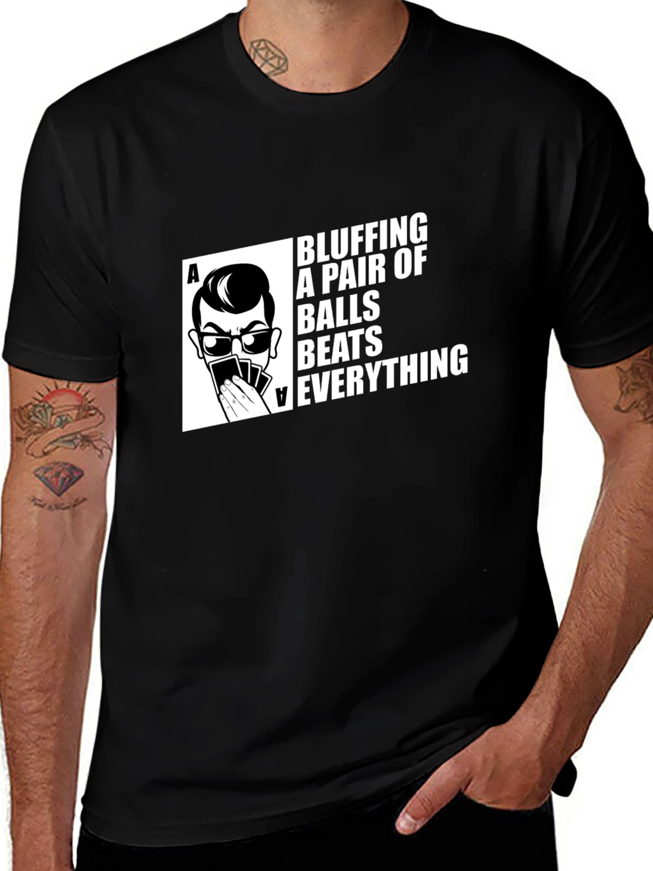 Black Bluffing Balls Graphic Tee - Poker T-Shirt main image