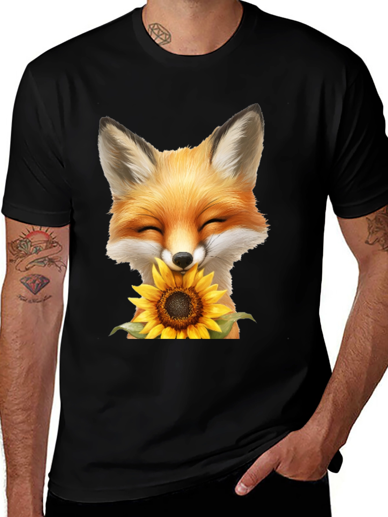 Variant 15 of Fox and Sunflower Graphic T-Shirt