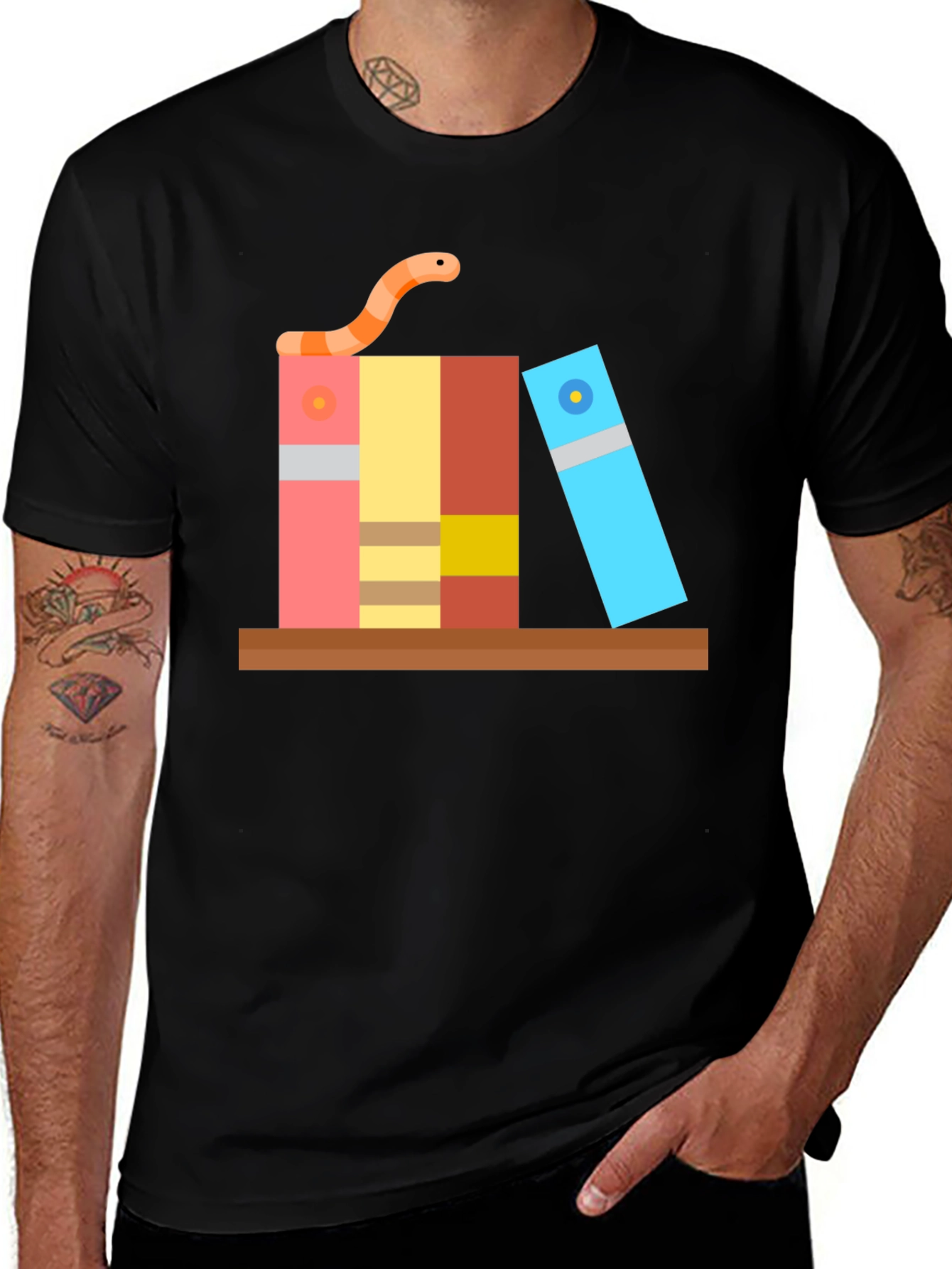 Variant 26 of Bookworm Graphic Tee - Black Cotton T-Shirt
