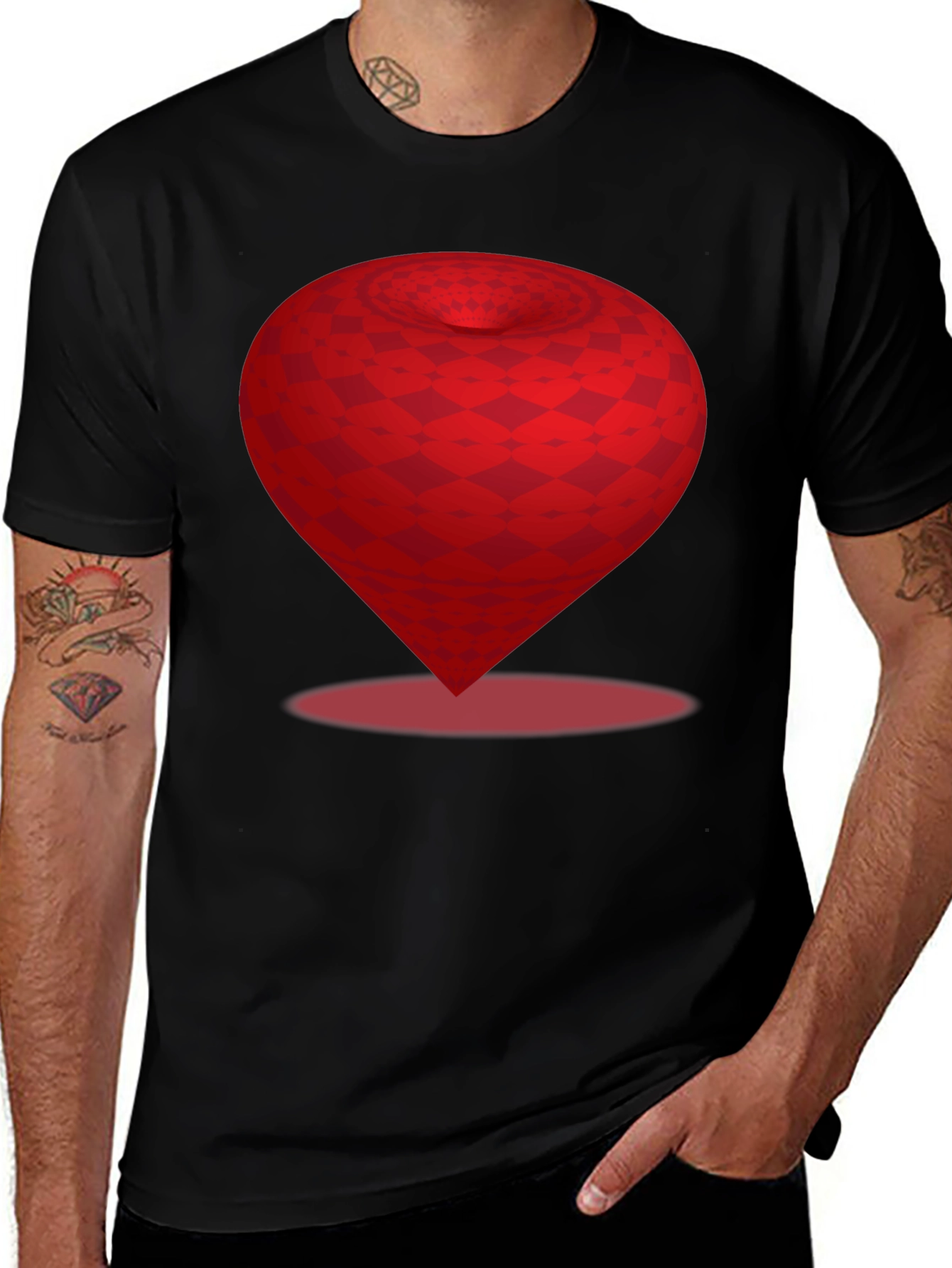 Red Vortex Heart Graphic Tee - Unique Design