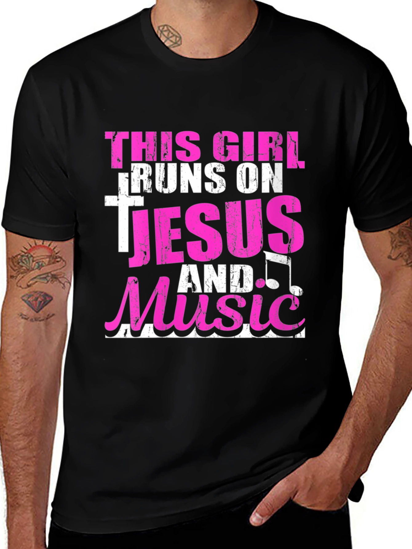 Variant 28 of This Girl Runs on Jesus and Music T-Shirt