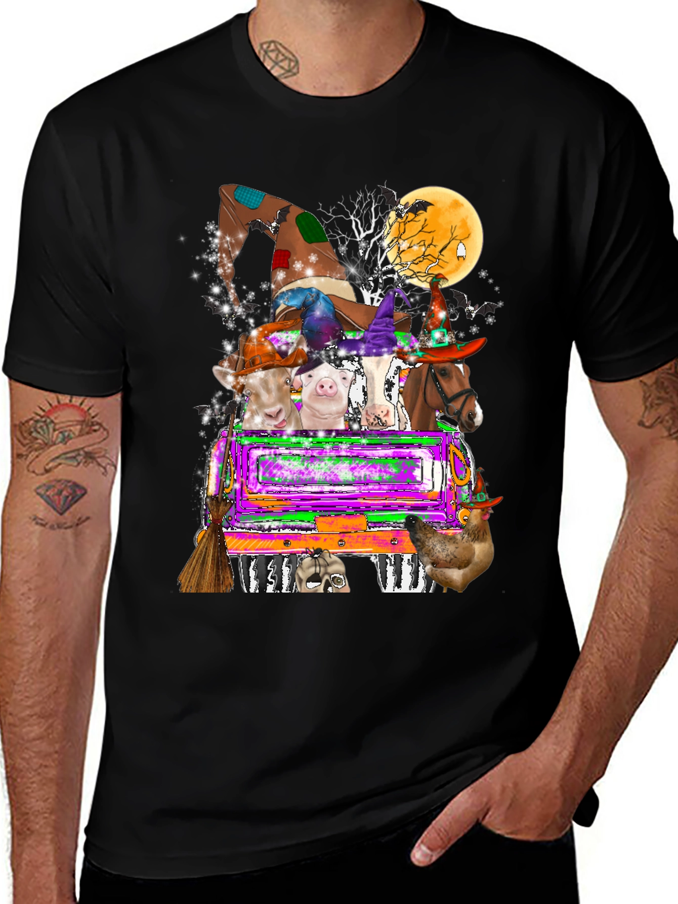 Variant 13 of Halloween Animals in Truck T-Shirt