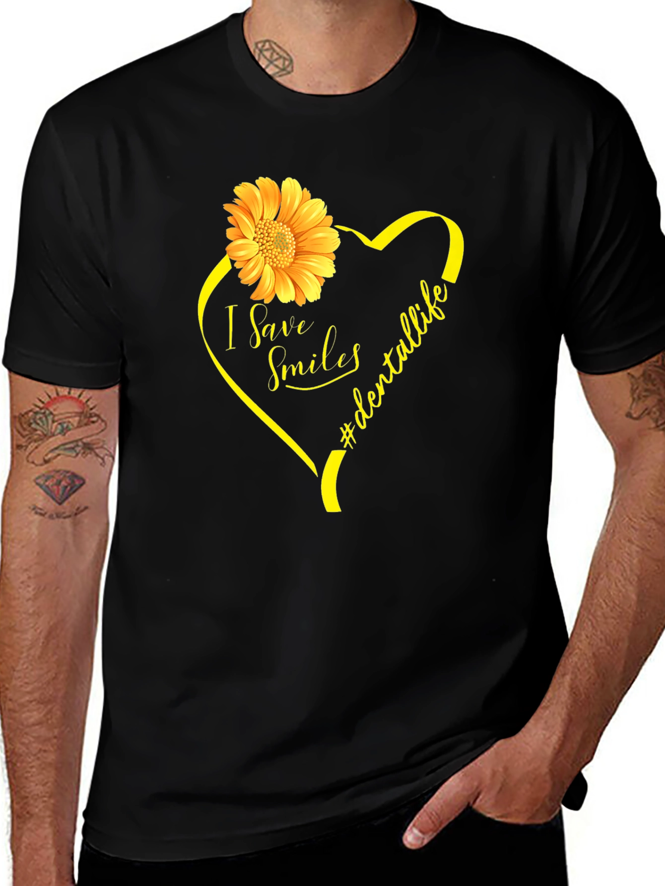 Variant 8 of Dental Life T-Shirt - I Save Smiles Floral Heart