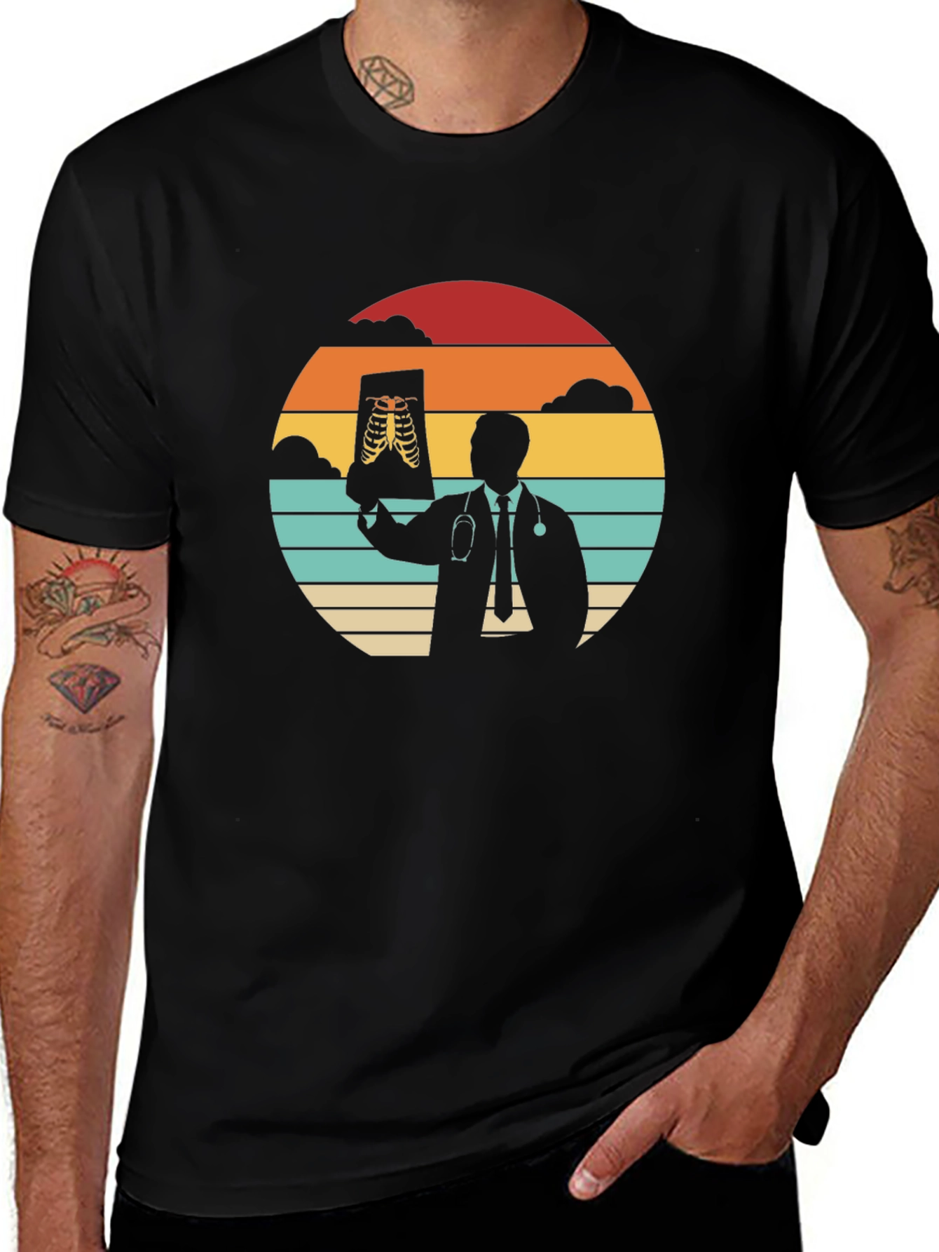 Black Doctor X-Ray Retro Graphic T-Shirt main image