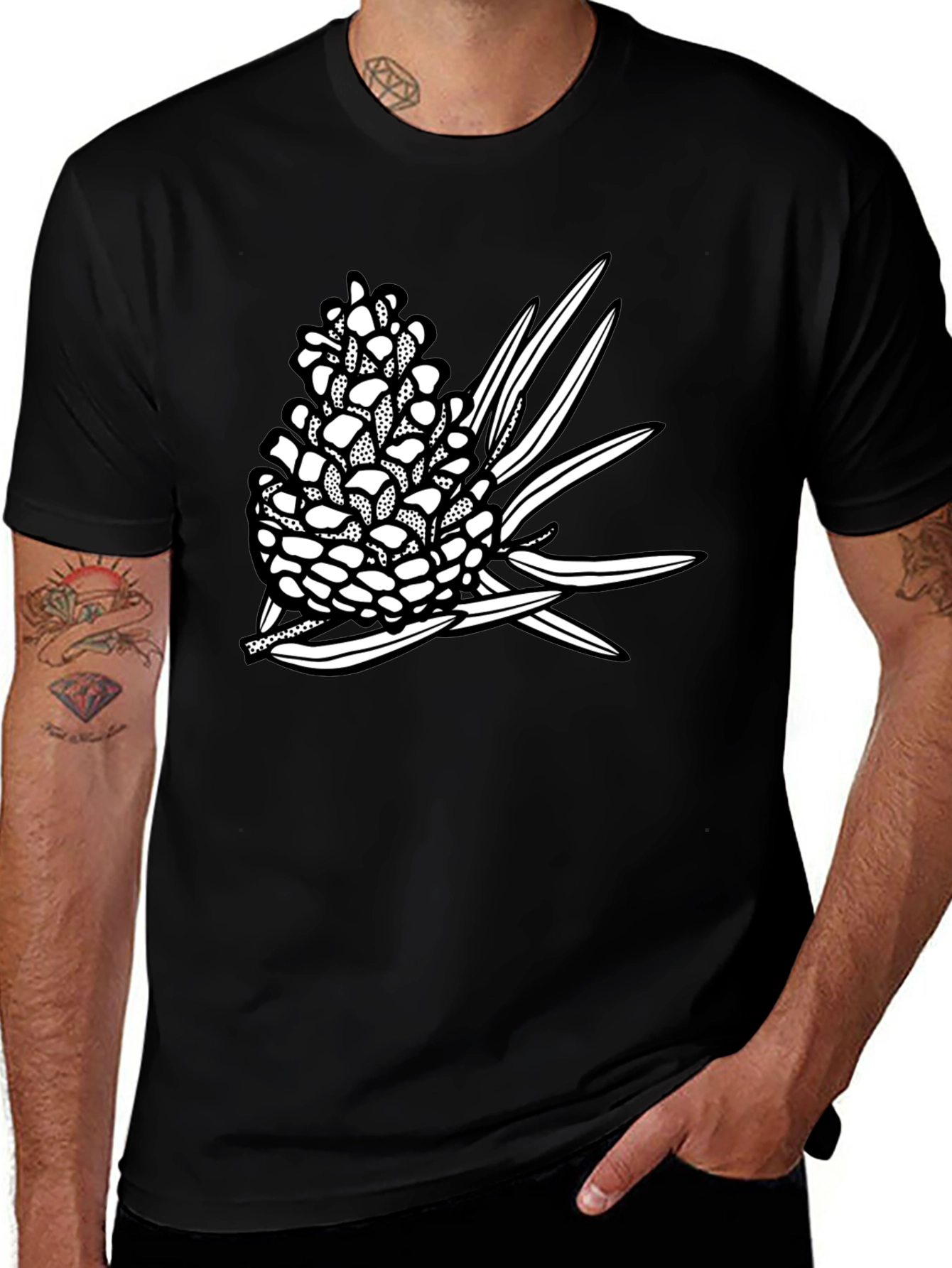 Variant 28 of Nature-Inspired Pinecone Graphic Tee - Black