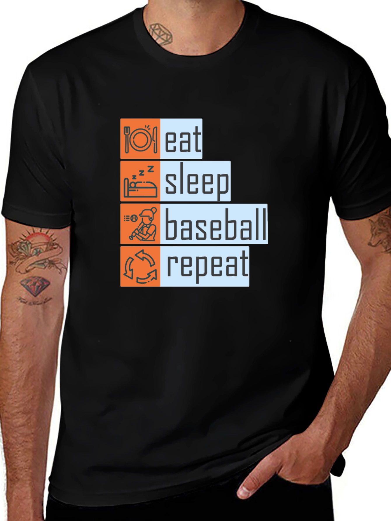 Variant 22 of Eat Sleep Baseball Repeat Graphic Tee