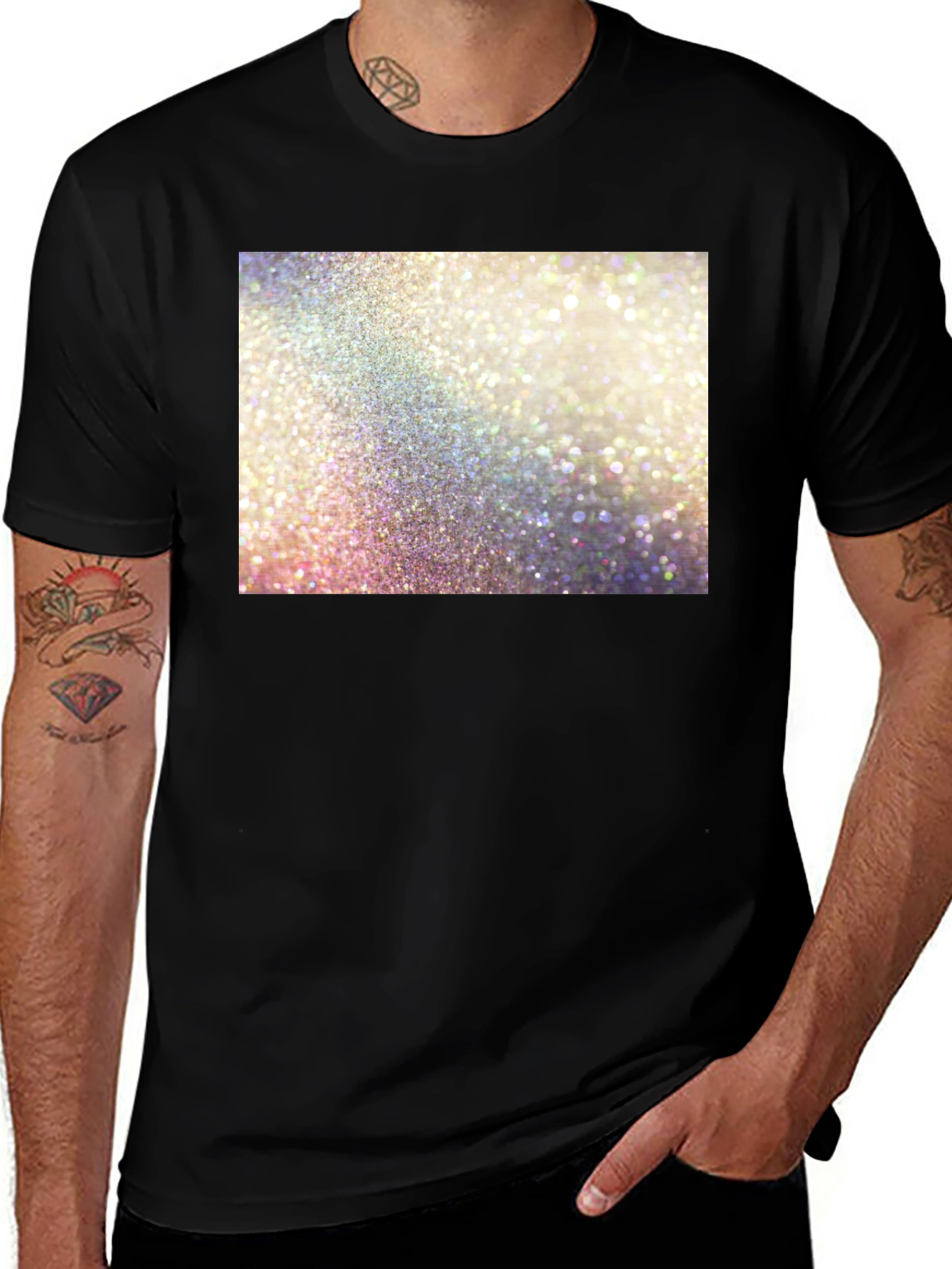 Variant 30 of Sparkle Glitter Graphic Black T-Shirt
