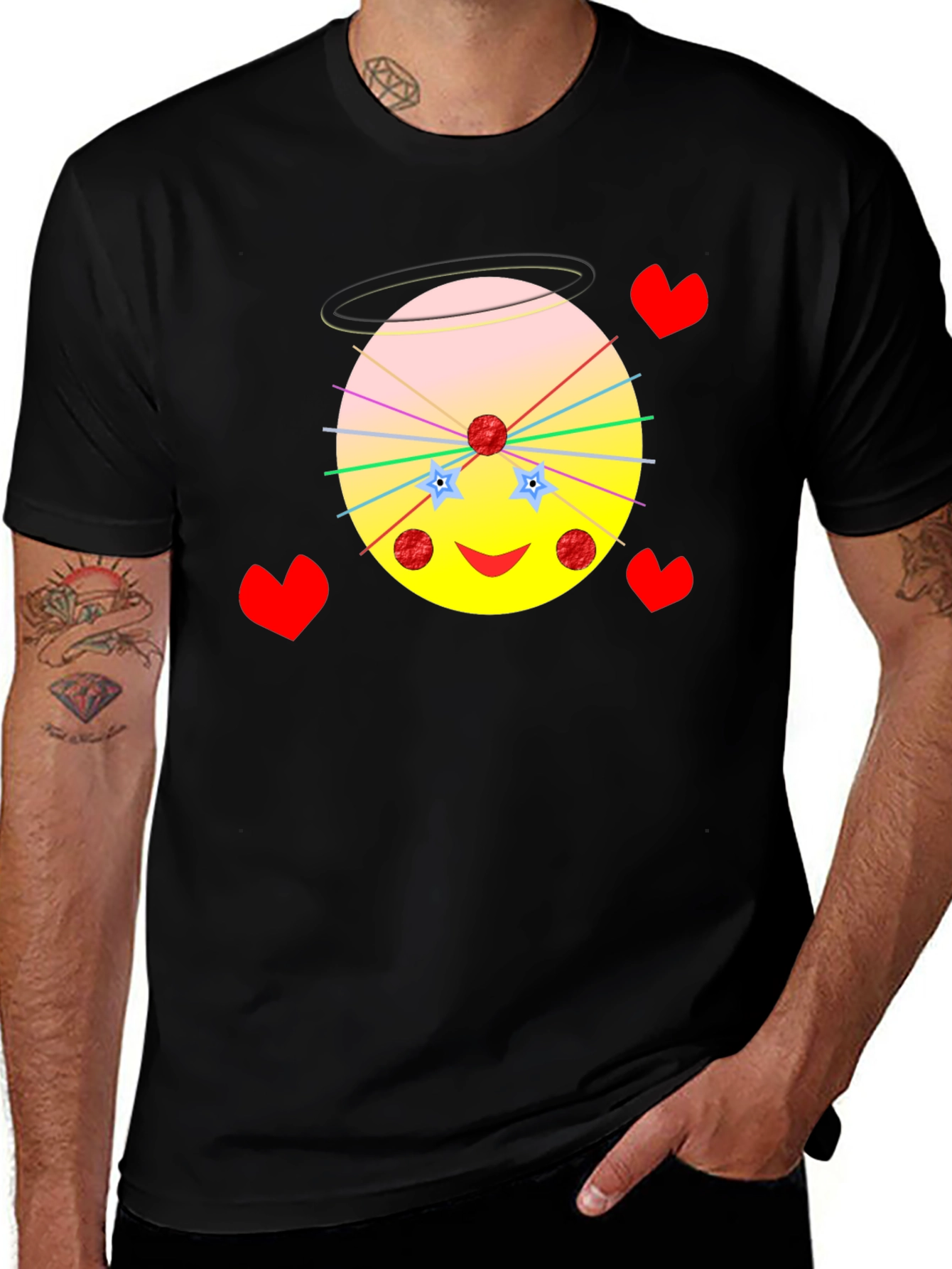 Variant 30 of Funky Emoji Graphic Tee - Black Cotton T-Shirt