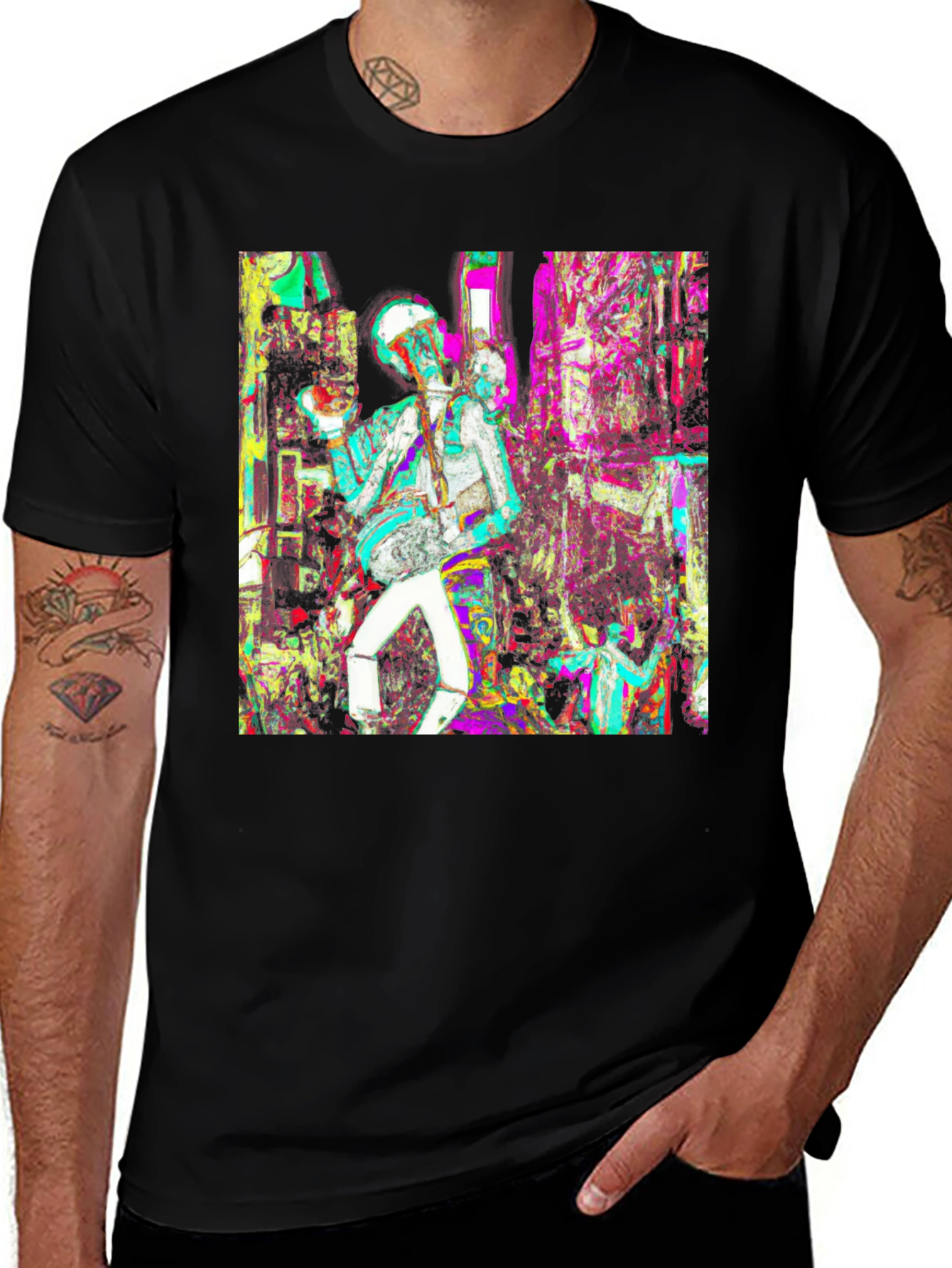 Abstract Graphic Print Black T-Shirt