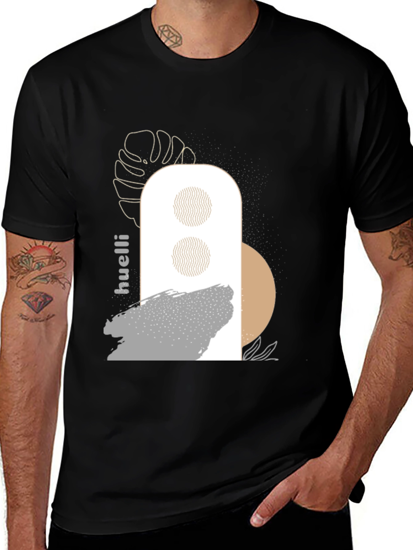 Abstract Graphic Print Black T-Shirt