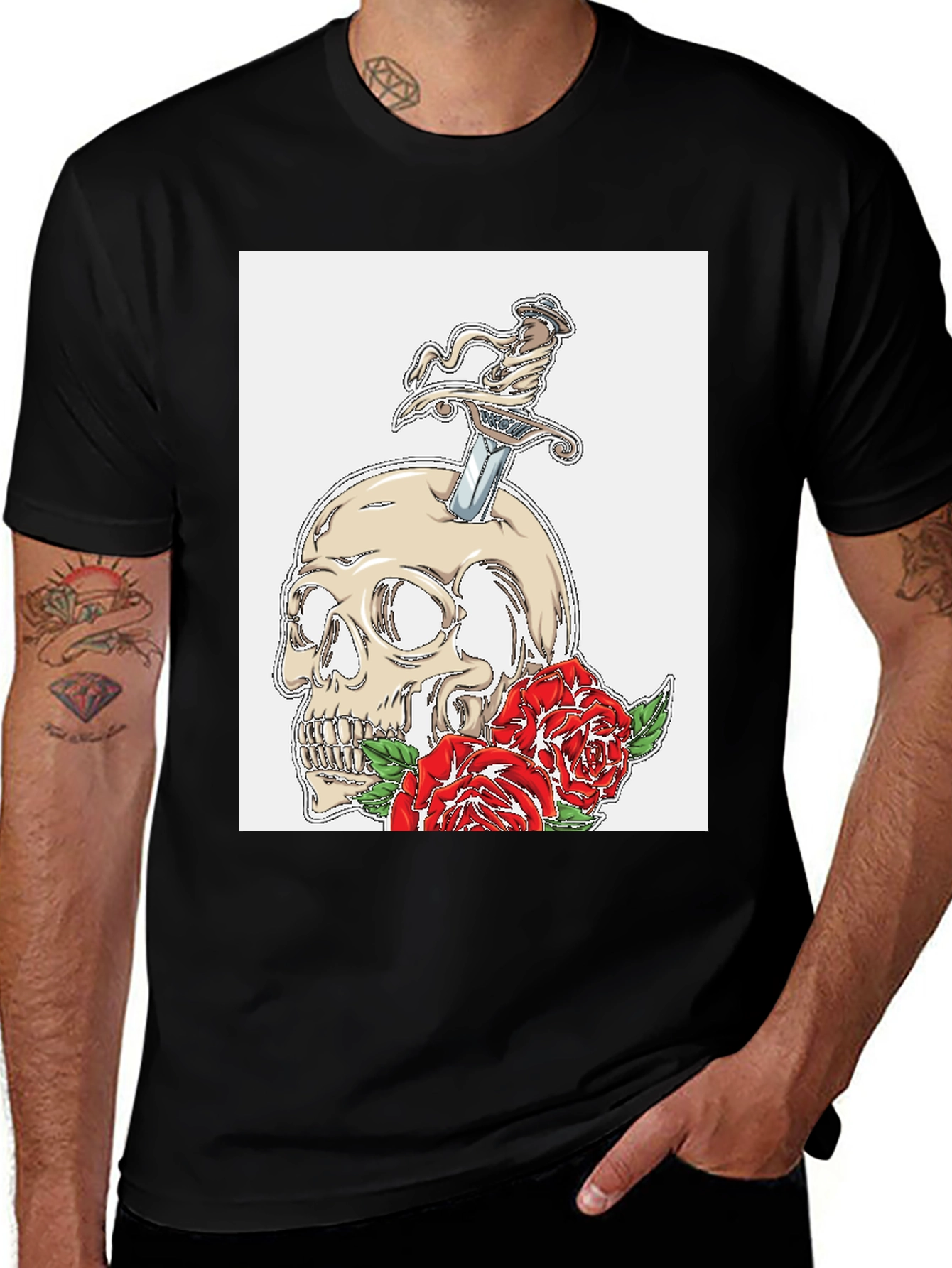 Variant 2 of Skull & Roses Graphic Tee - Edgy Style