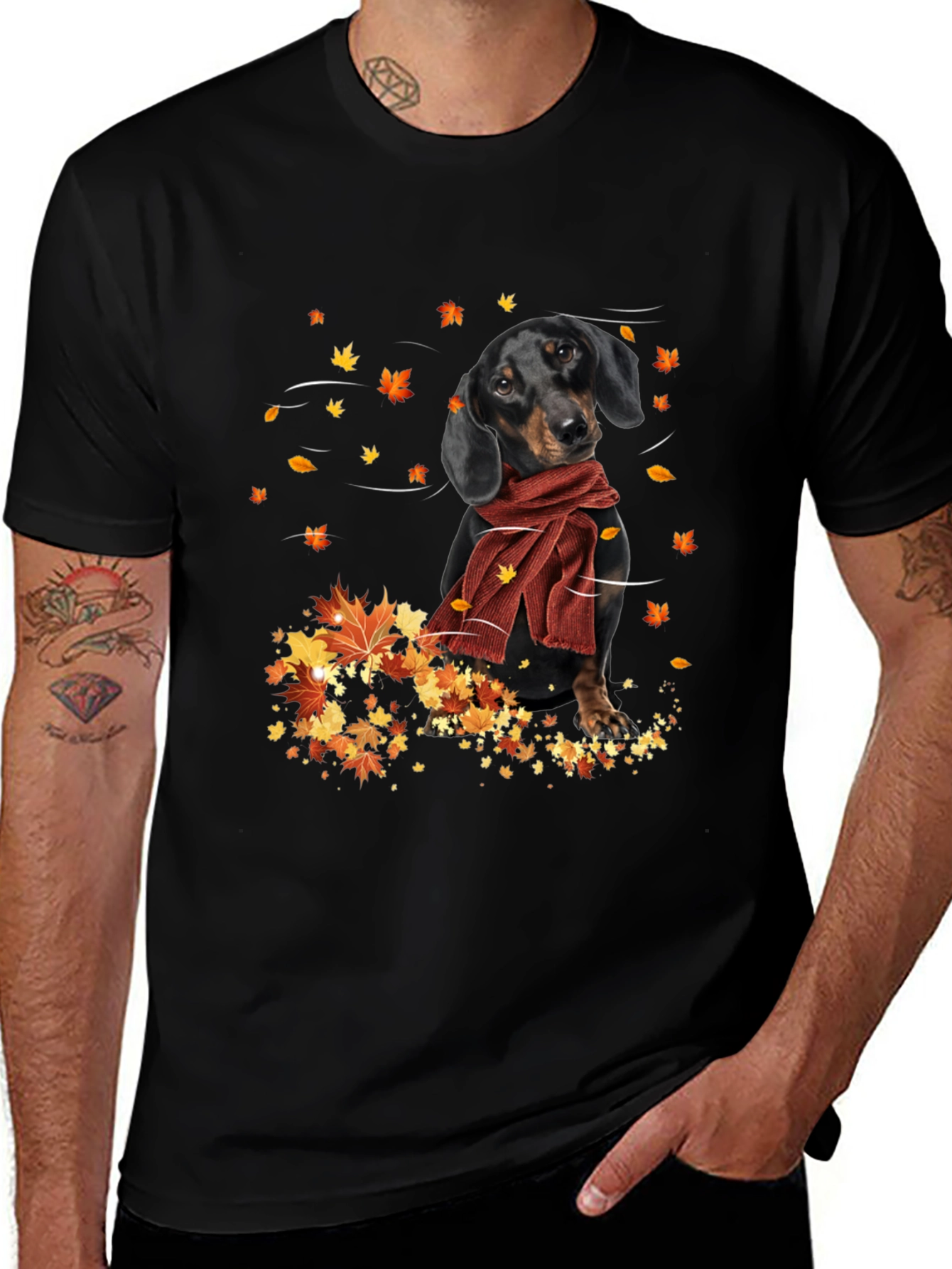 Variant 24 of Dachshund in Autumn Leaves T-Shirt