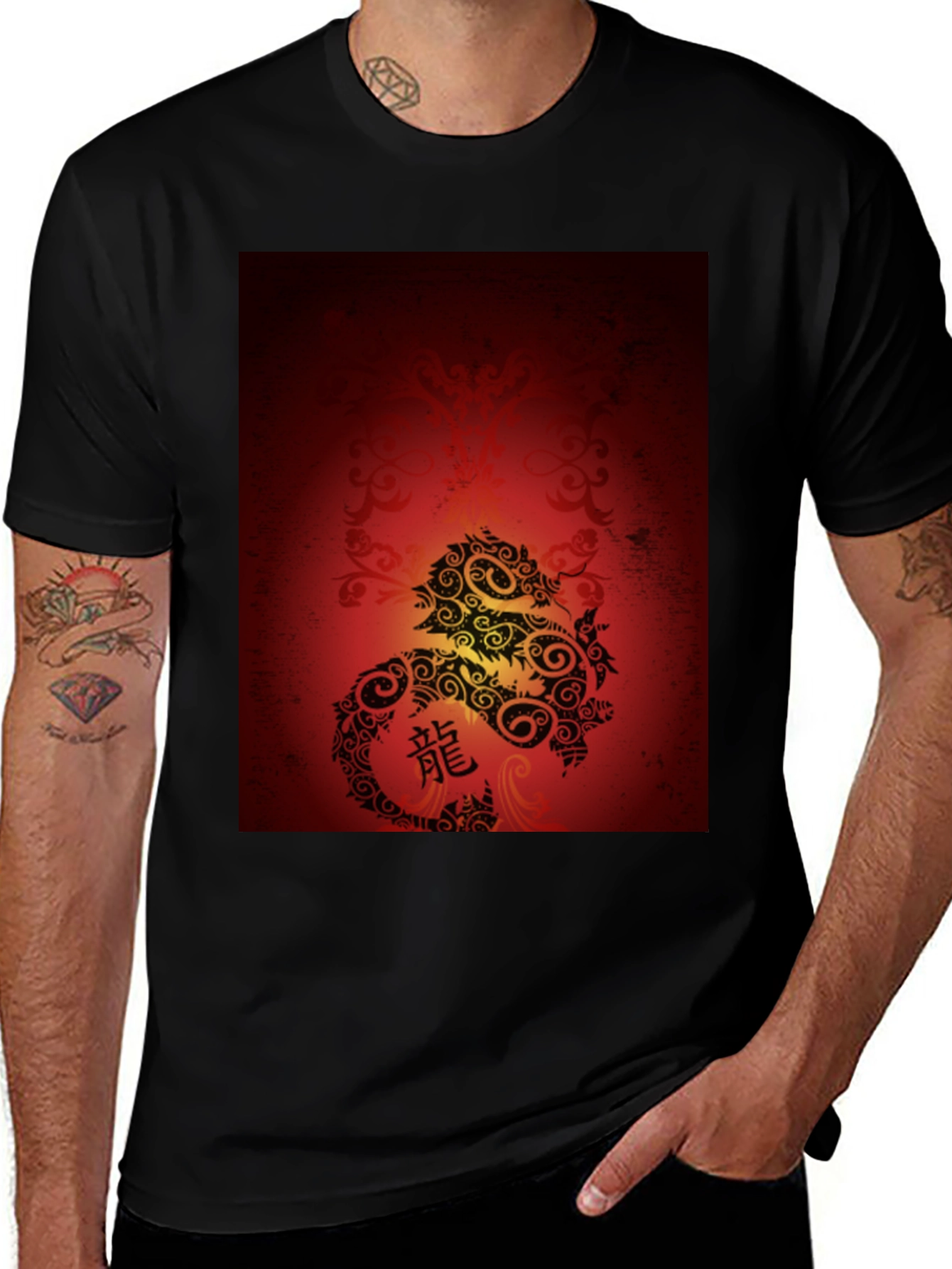 Variant 26 of Dragon Graphic Tee - Black Cotton Blend