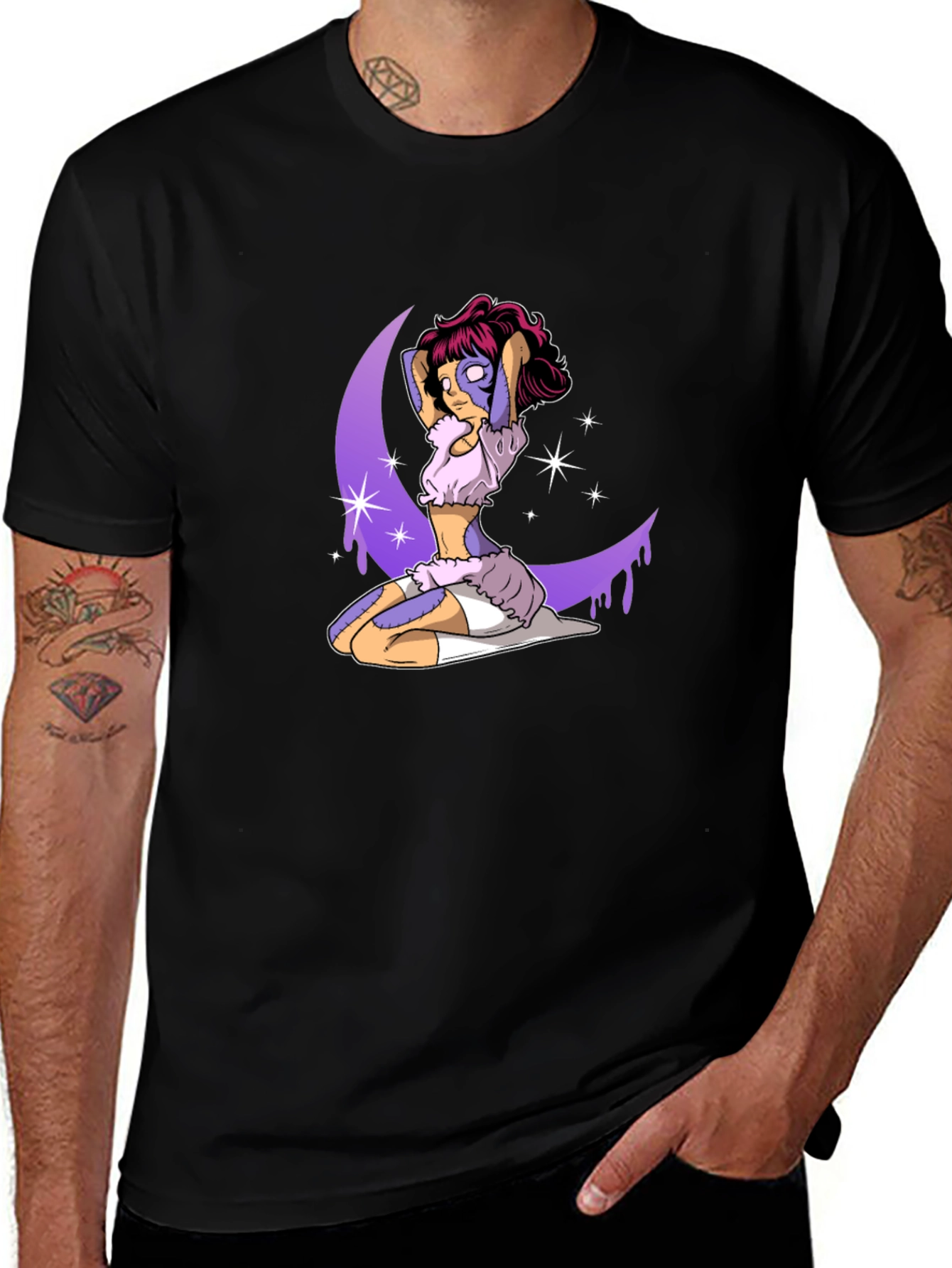 Variant 10 of Fantasy Moon Girl Graphic Tee - Black
