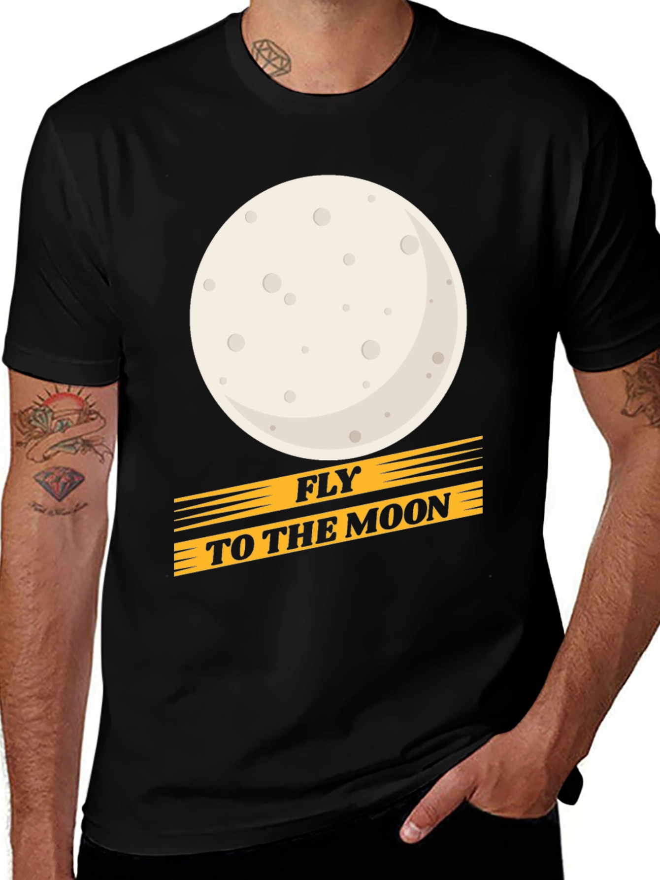 Variant 27 of Fly to the Moon Graphic Tee - Black