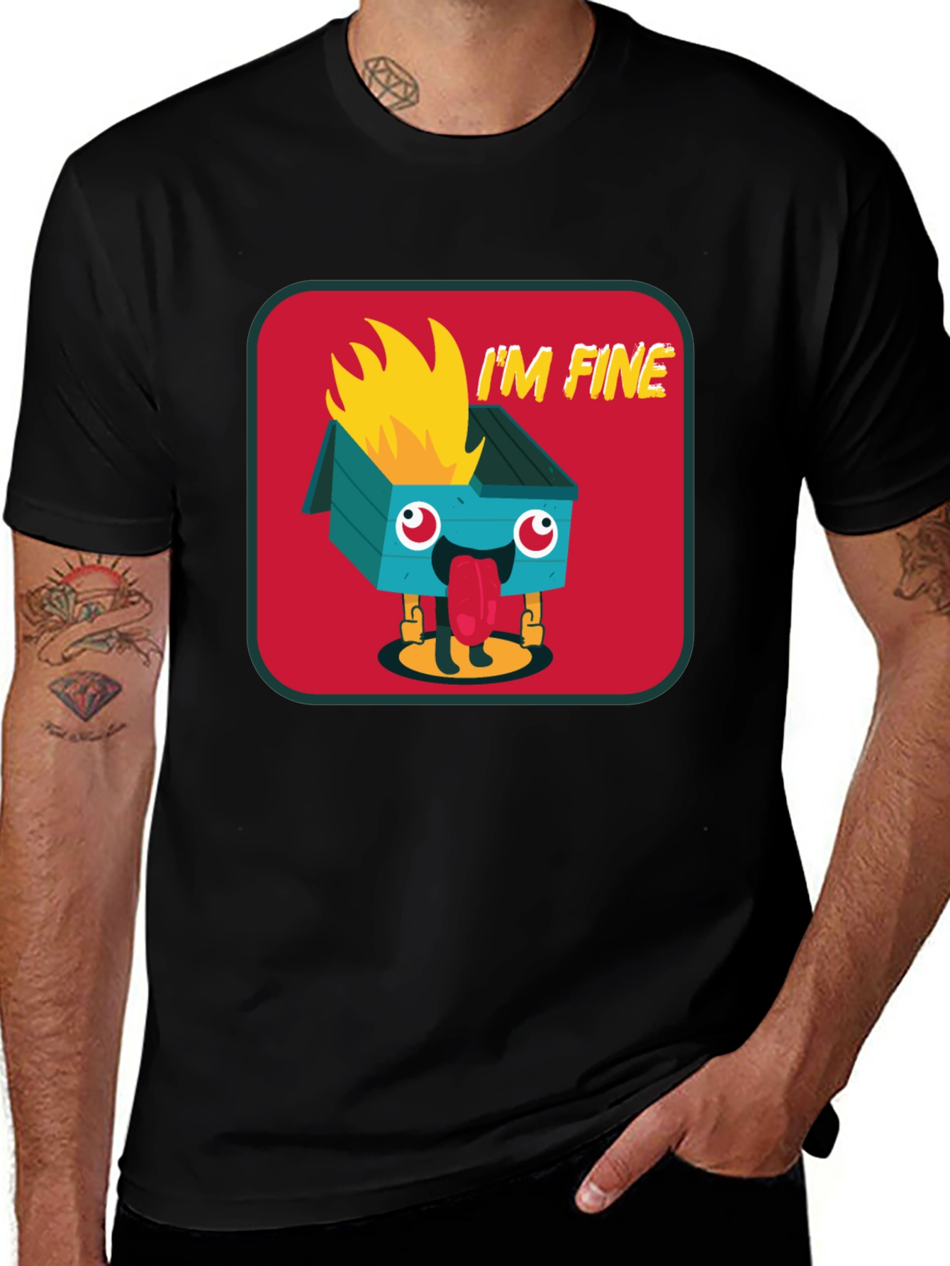 Variant 18 of I'm Fine Dumpster Fire Graphic Tee
